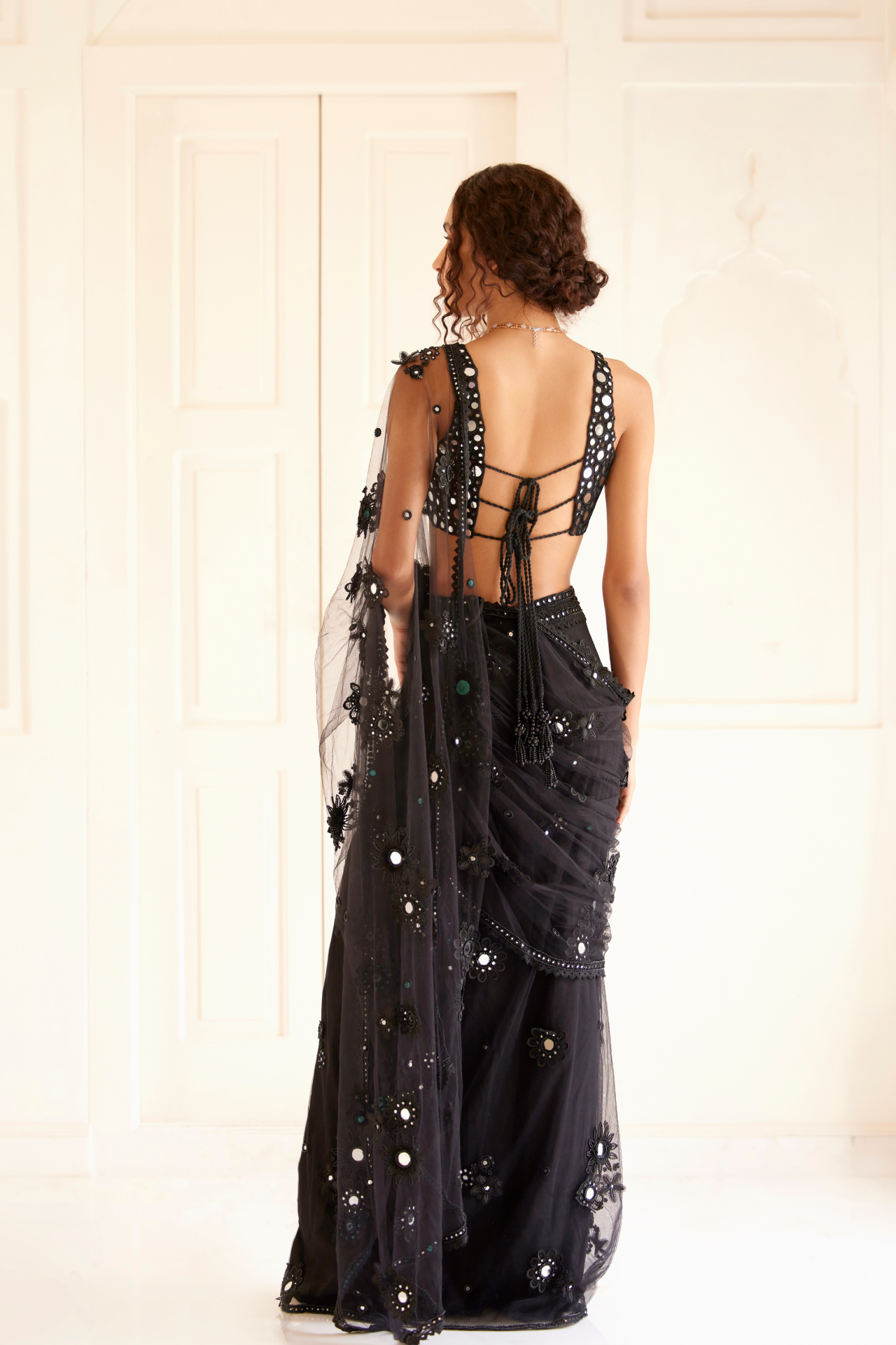 Black Slit Pre-Stitched Saree