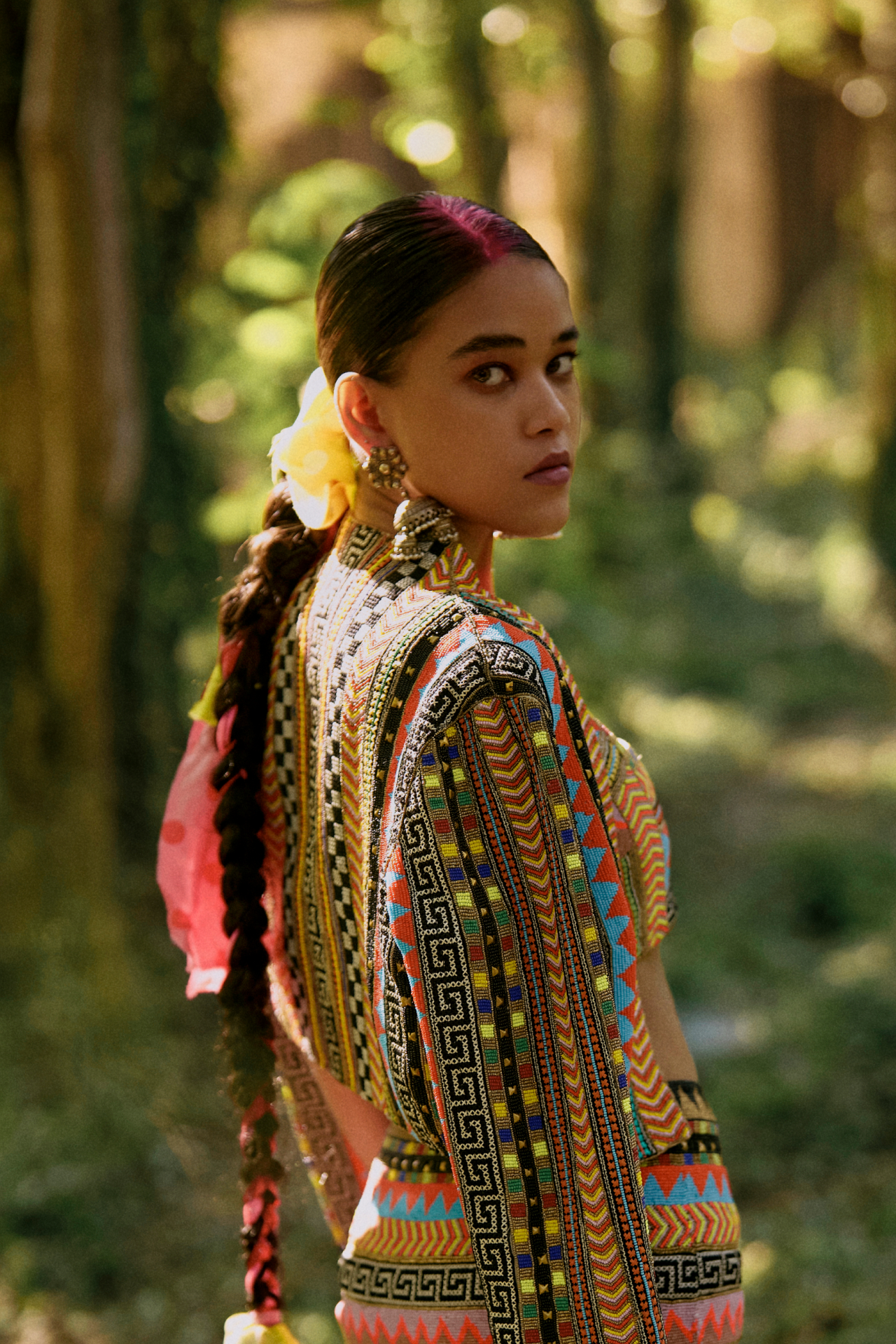 Black Top With Multicolour Bead Embroidery