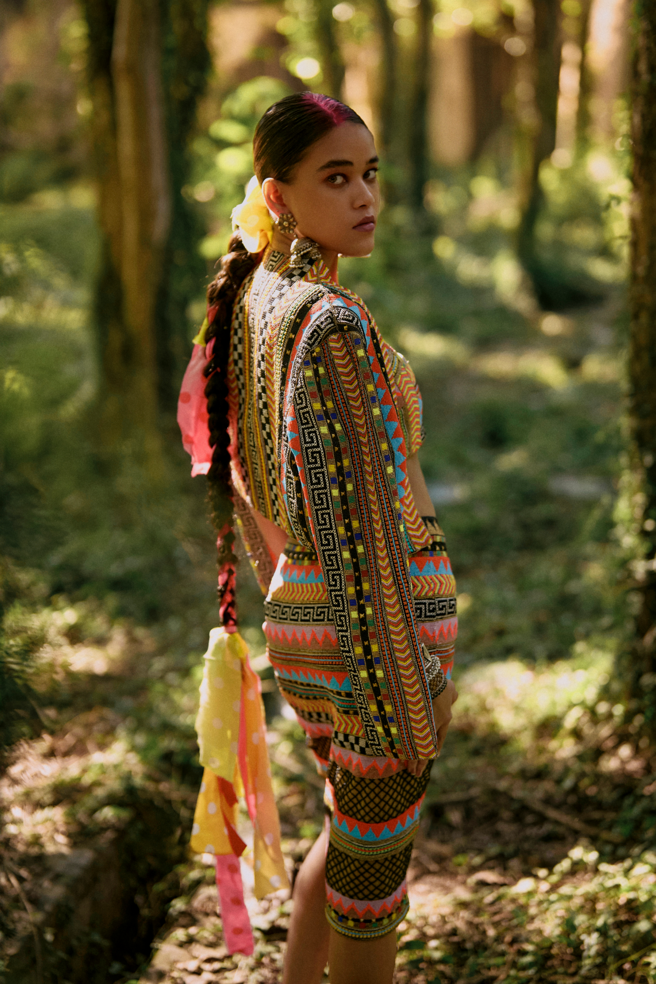 Black And Multicolour Embroidered Skirt
