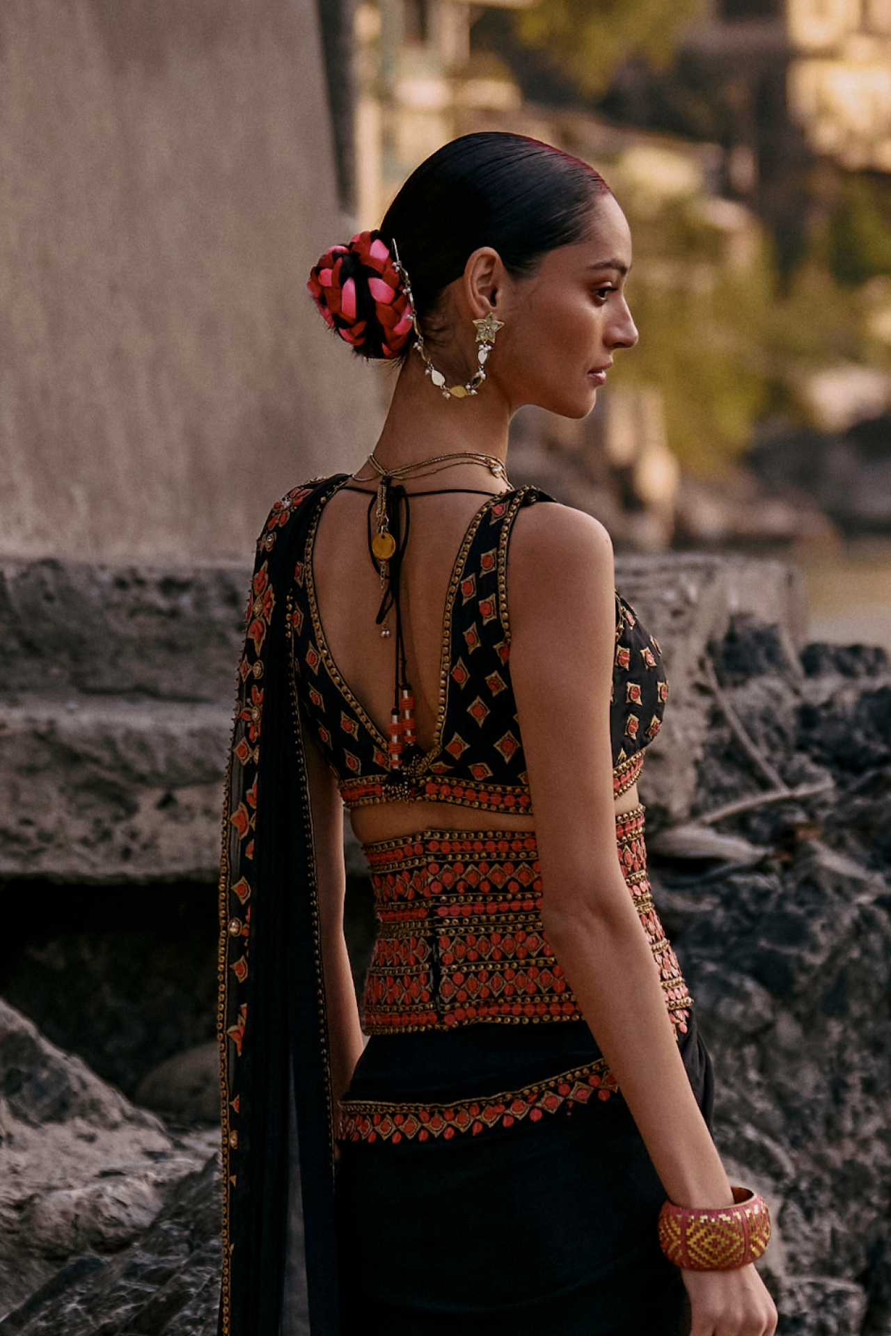Black And Coral Broad Belt