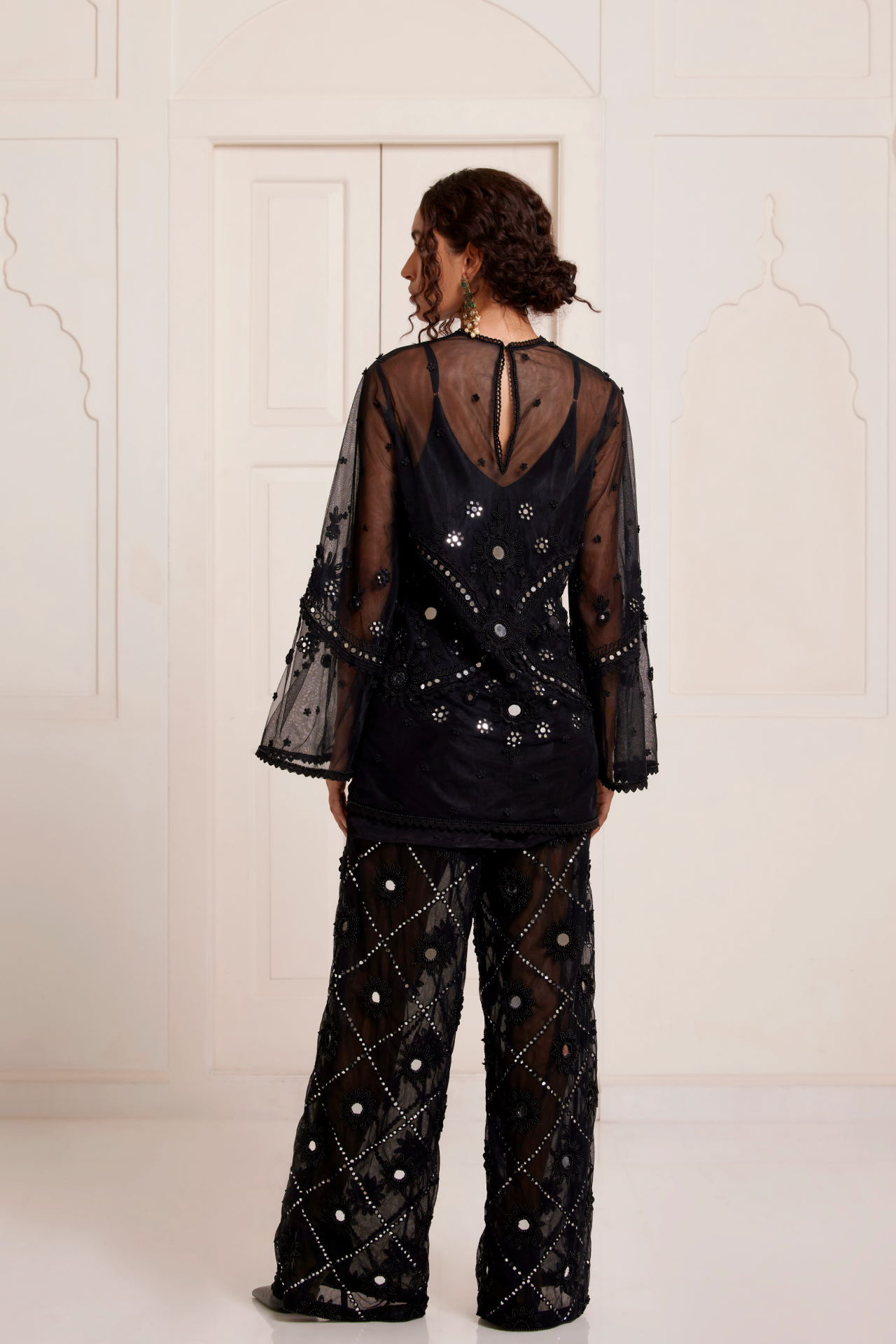 Black Embroidered Short Kurta