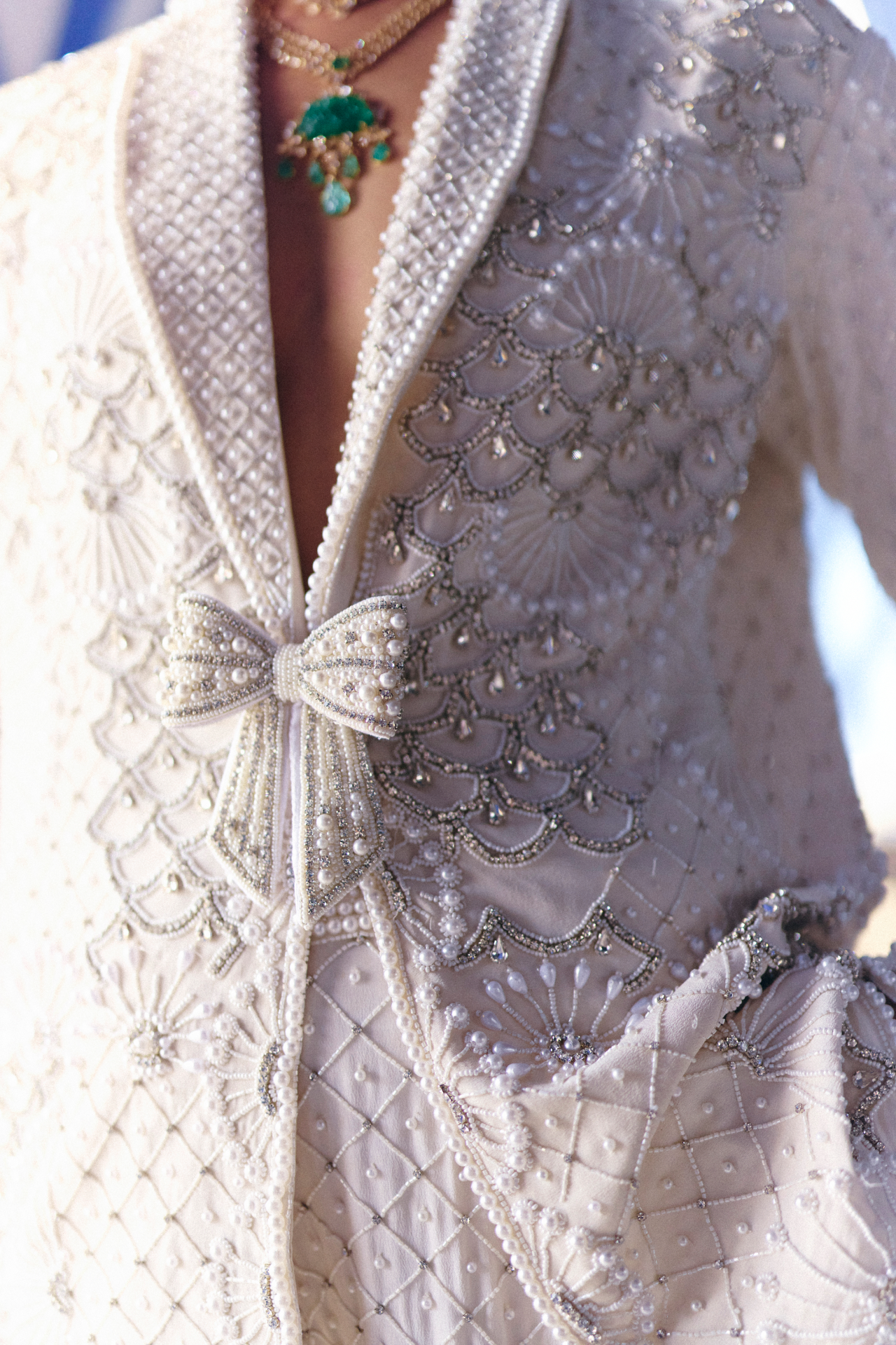 Blazer With Ivory Pearl Embroidery