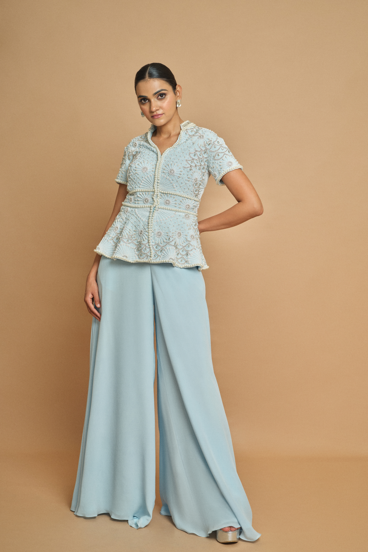Blue Flared Pants
