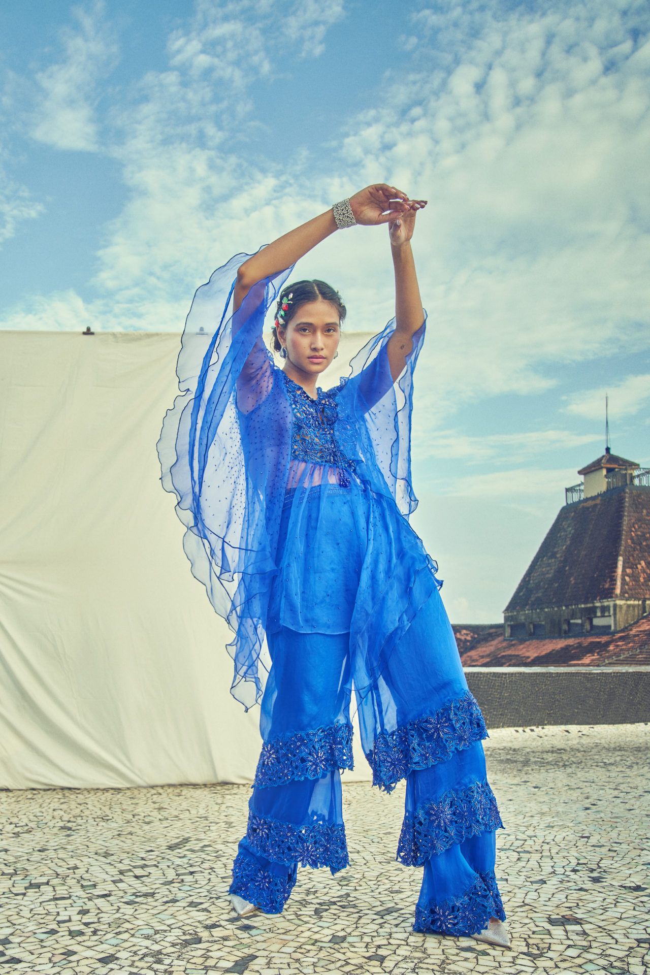 Blue Ruffle Sharara