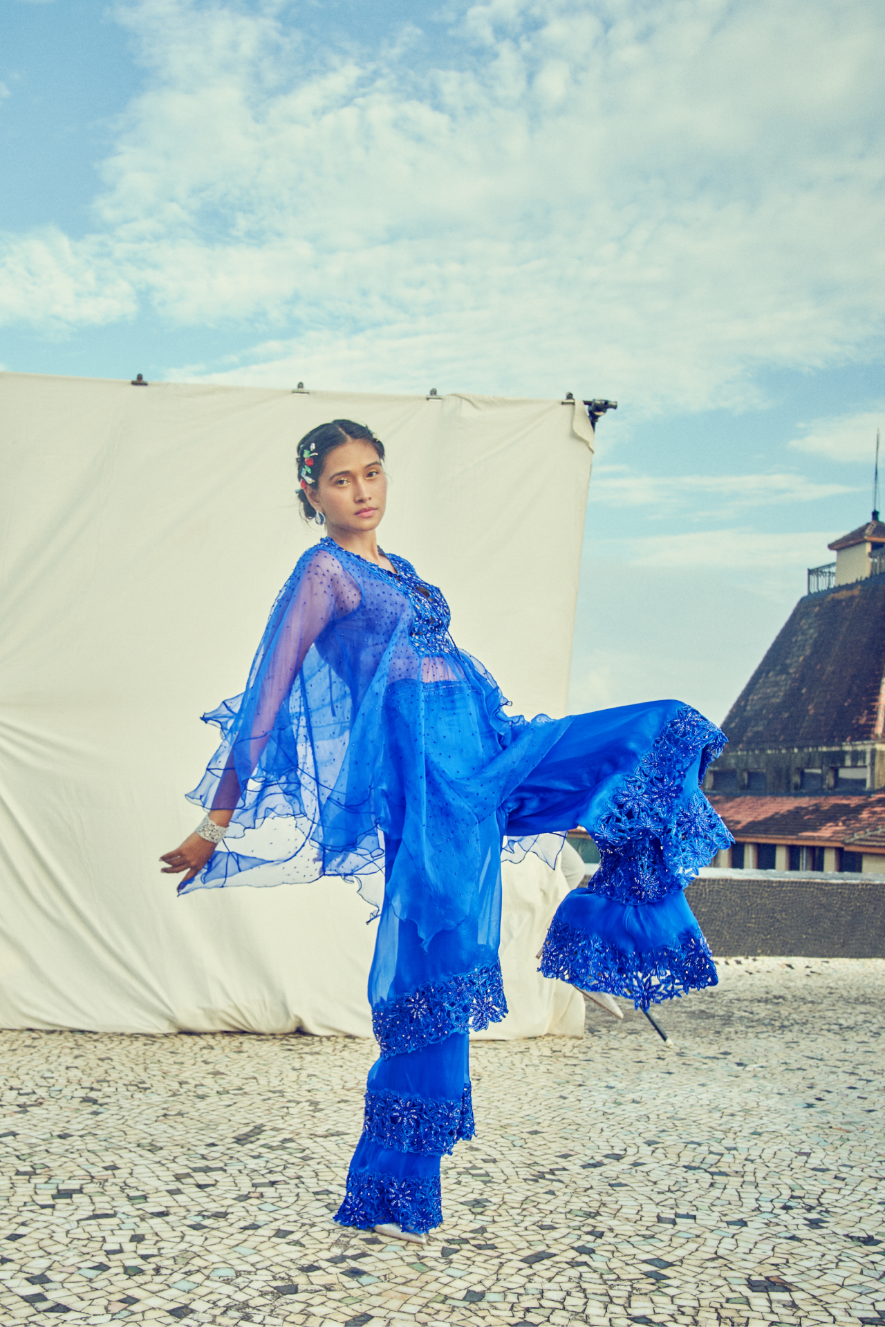 Blue Ruffle Sharara