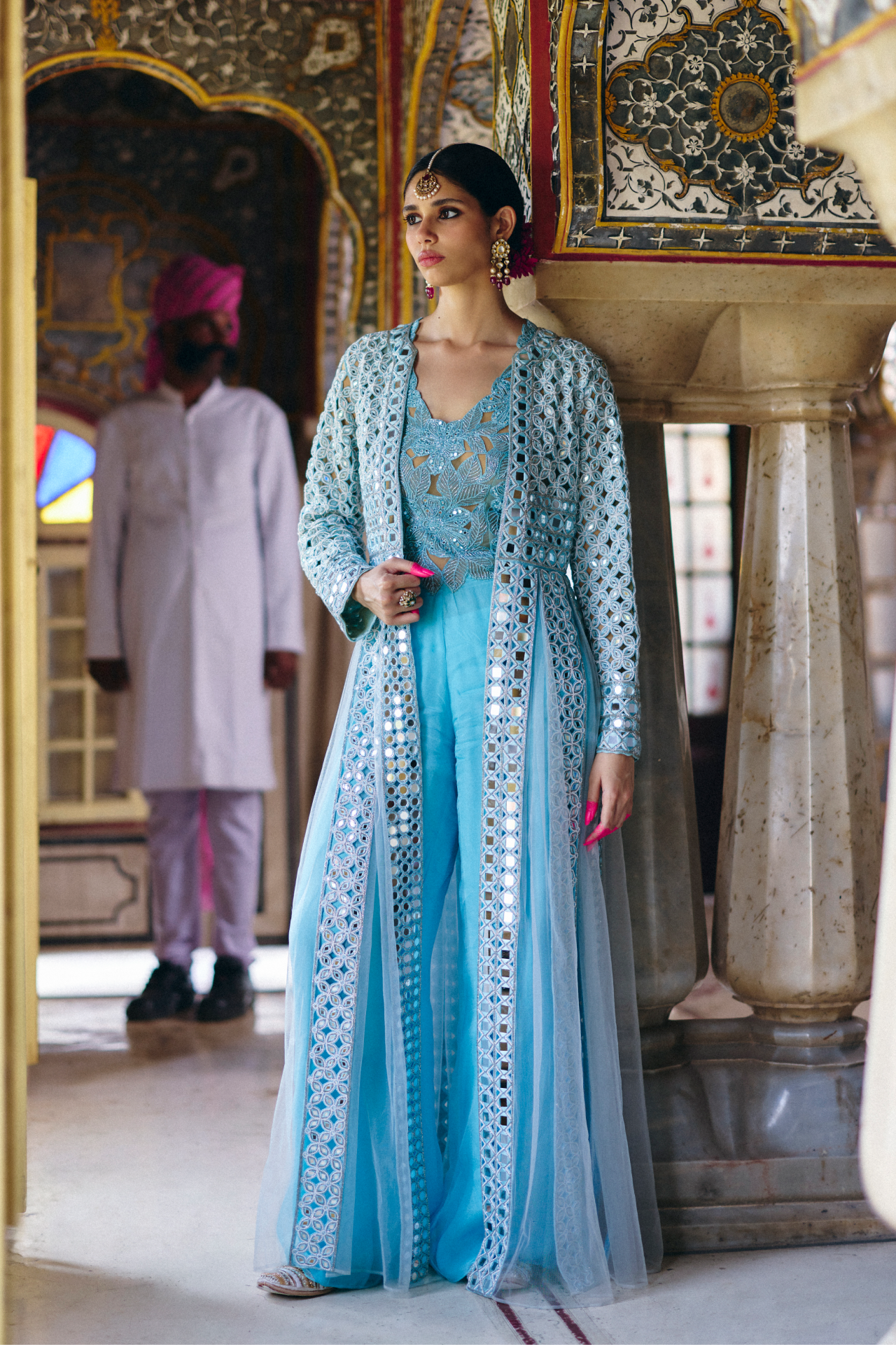 Blue Mirrored Long Jacket