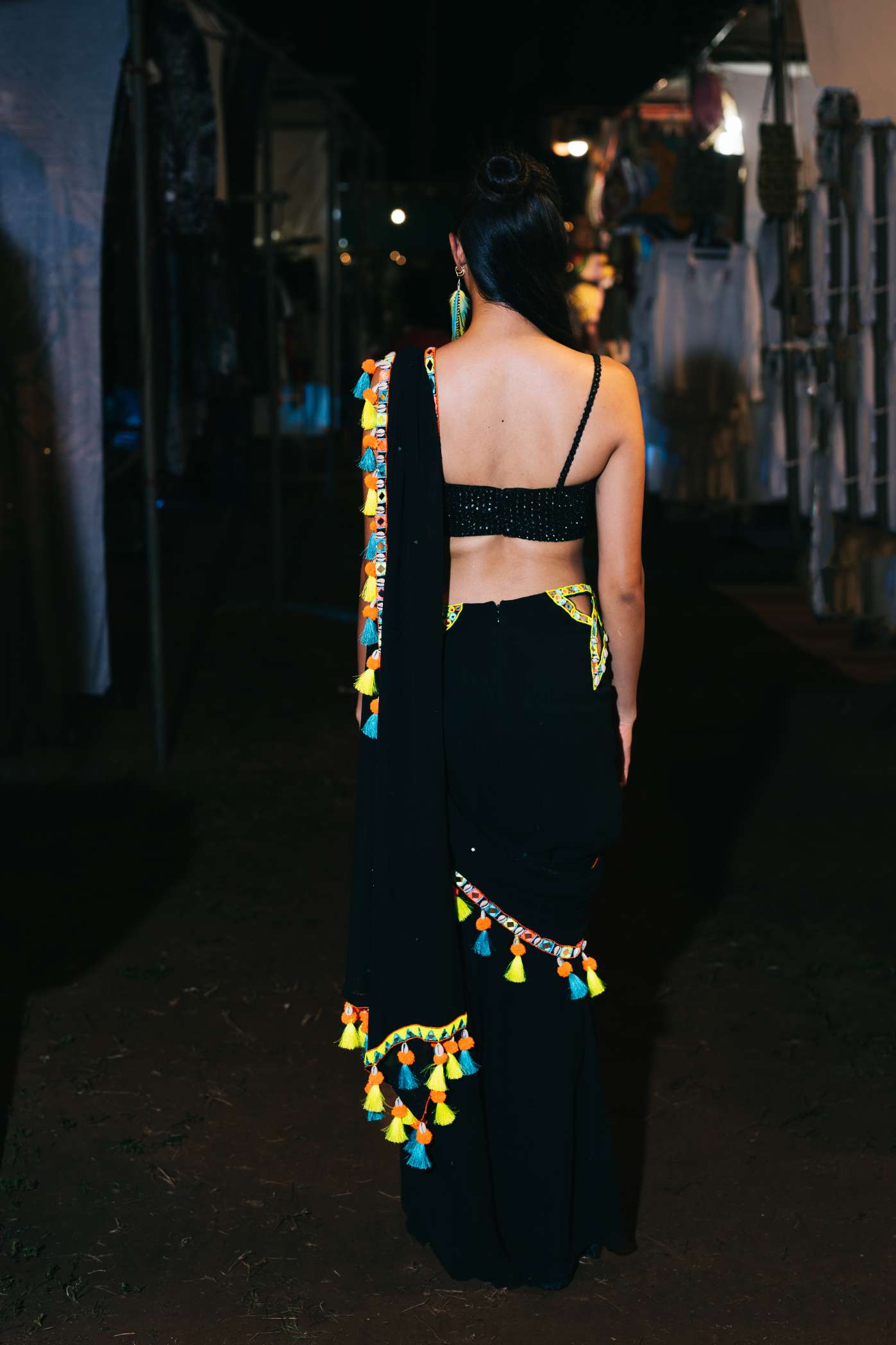 Black Blouse with Mirror Work Embroidery