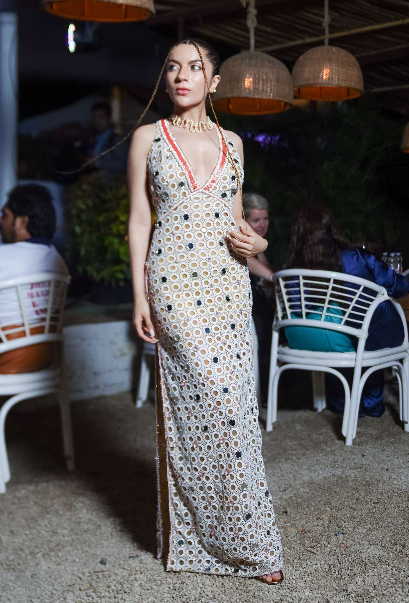 Coral Crochet Long Dress