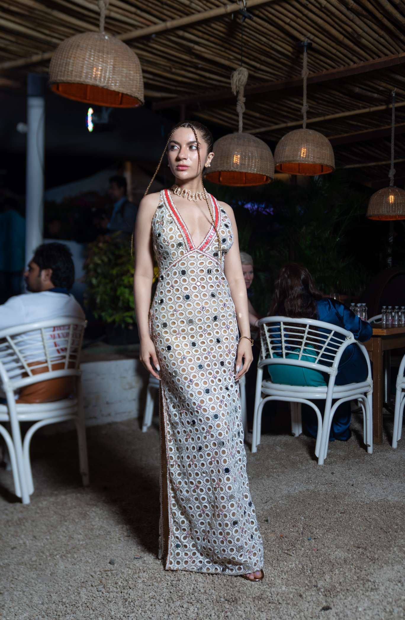 Coral Crochet Long Dress