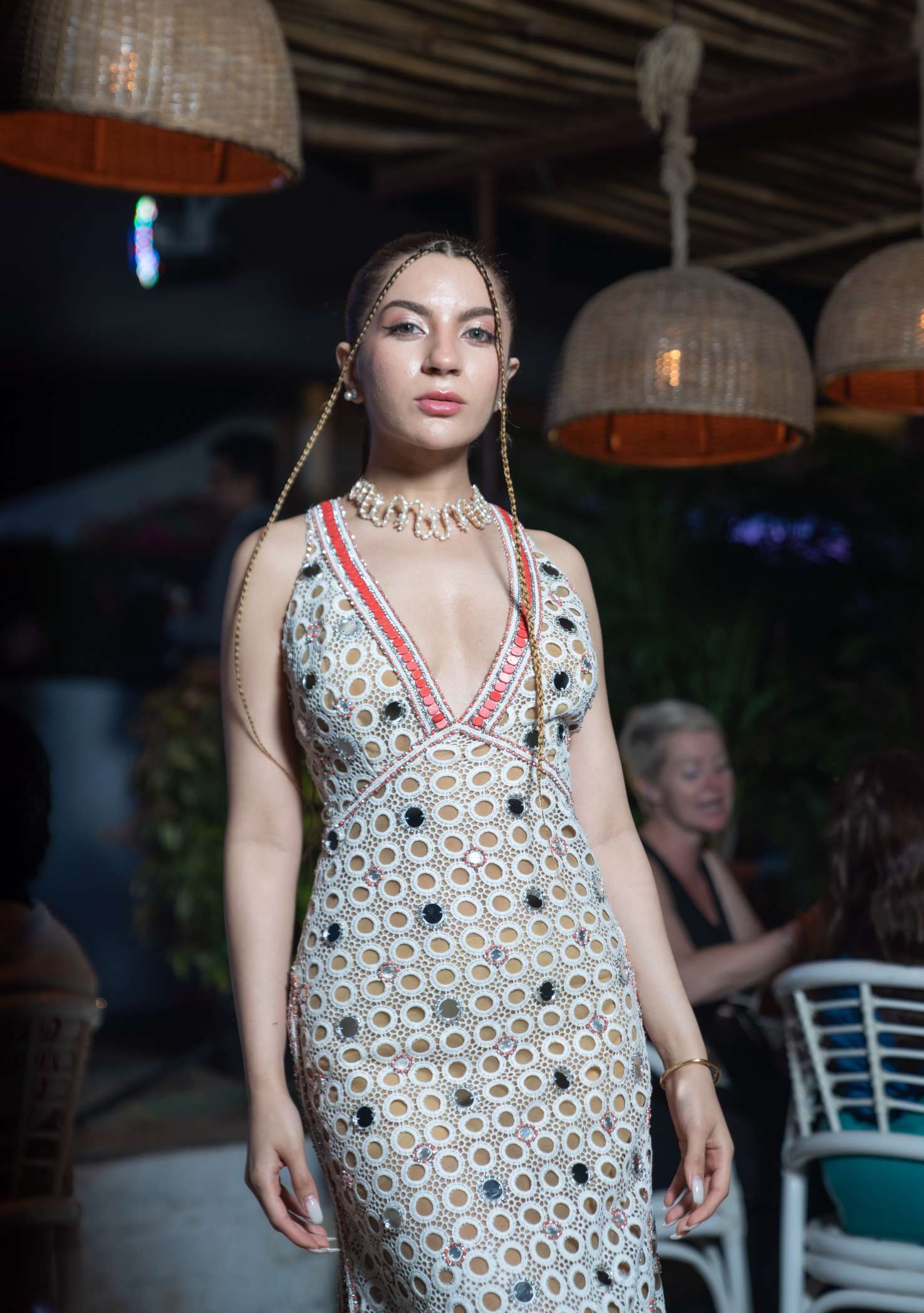 Coral Crochet Long Dress
