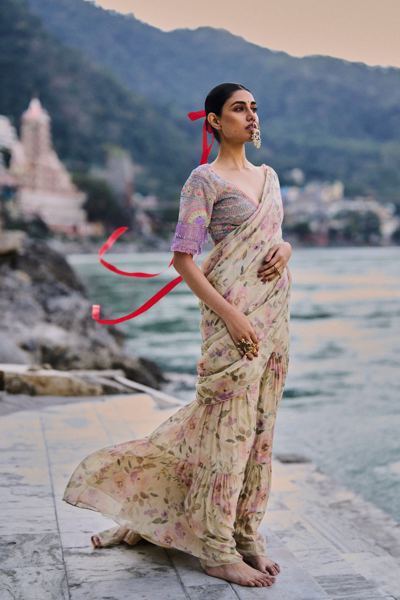 Floral Printed Sharara Saree