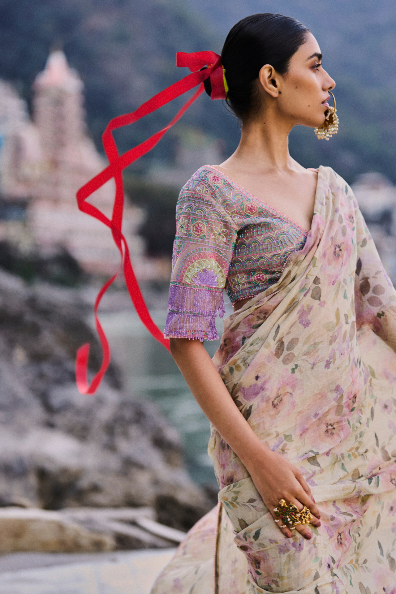 Floral Printed Sharara Saree