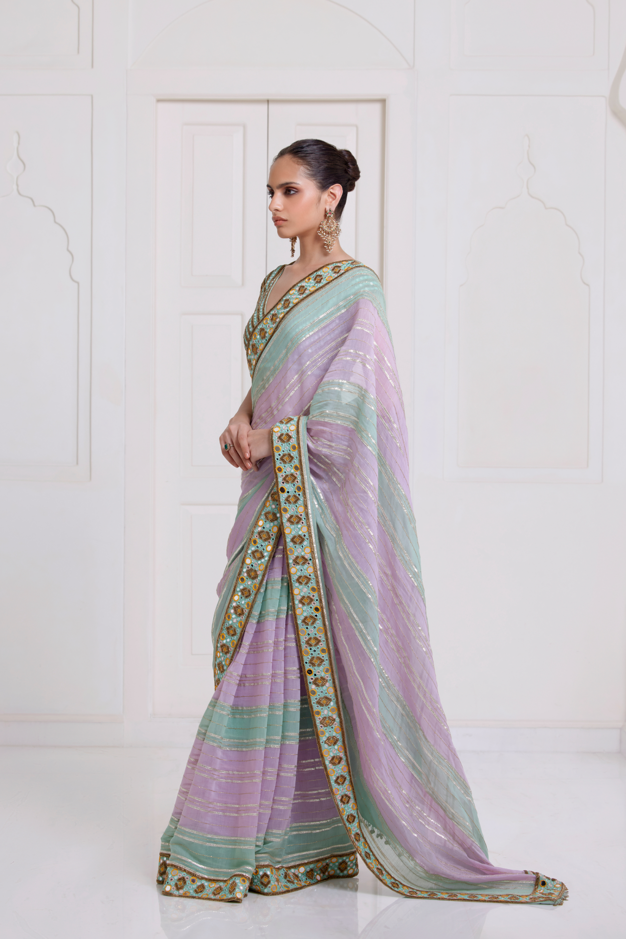 Green-Lilac Saree