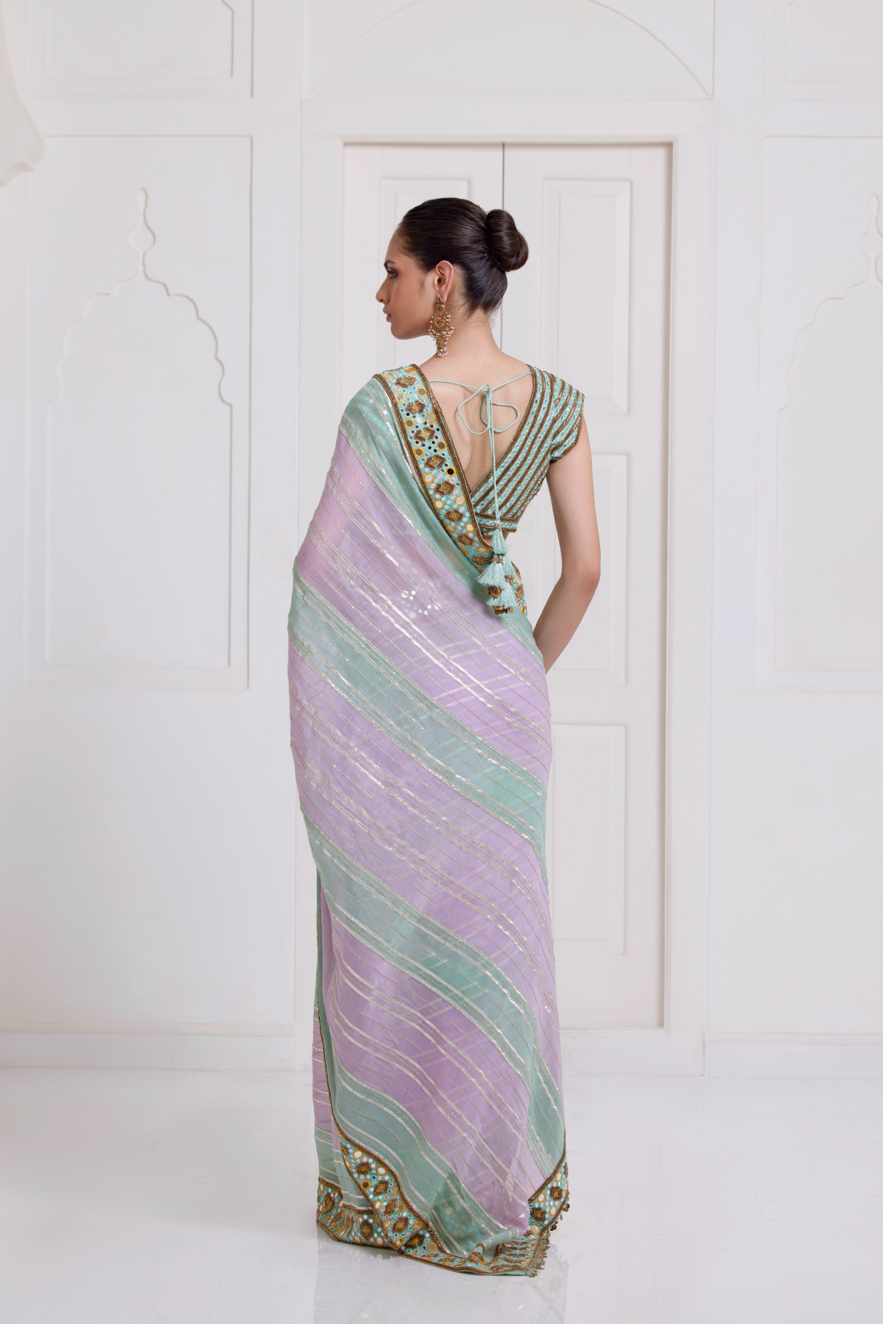Green-Lilac Saree