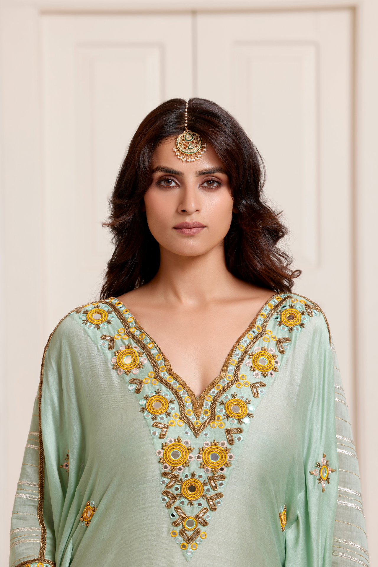 Green Embroidered Kaftan