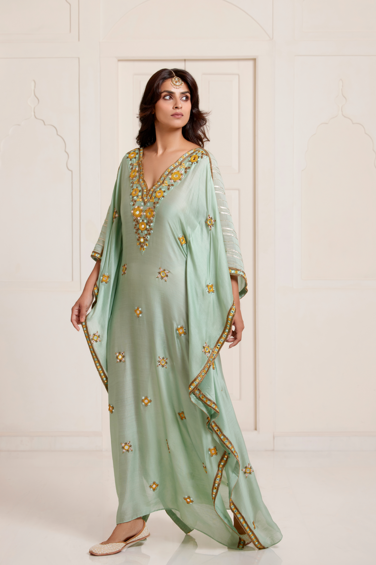 Green Embroidered Kaftan