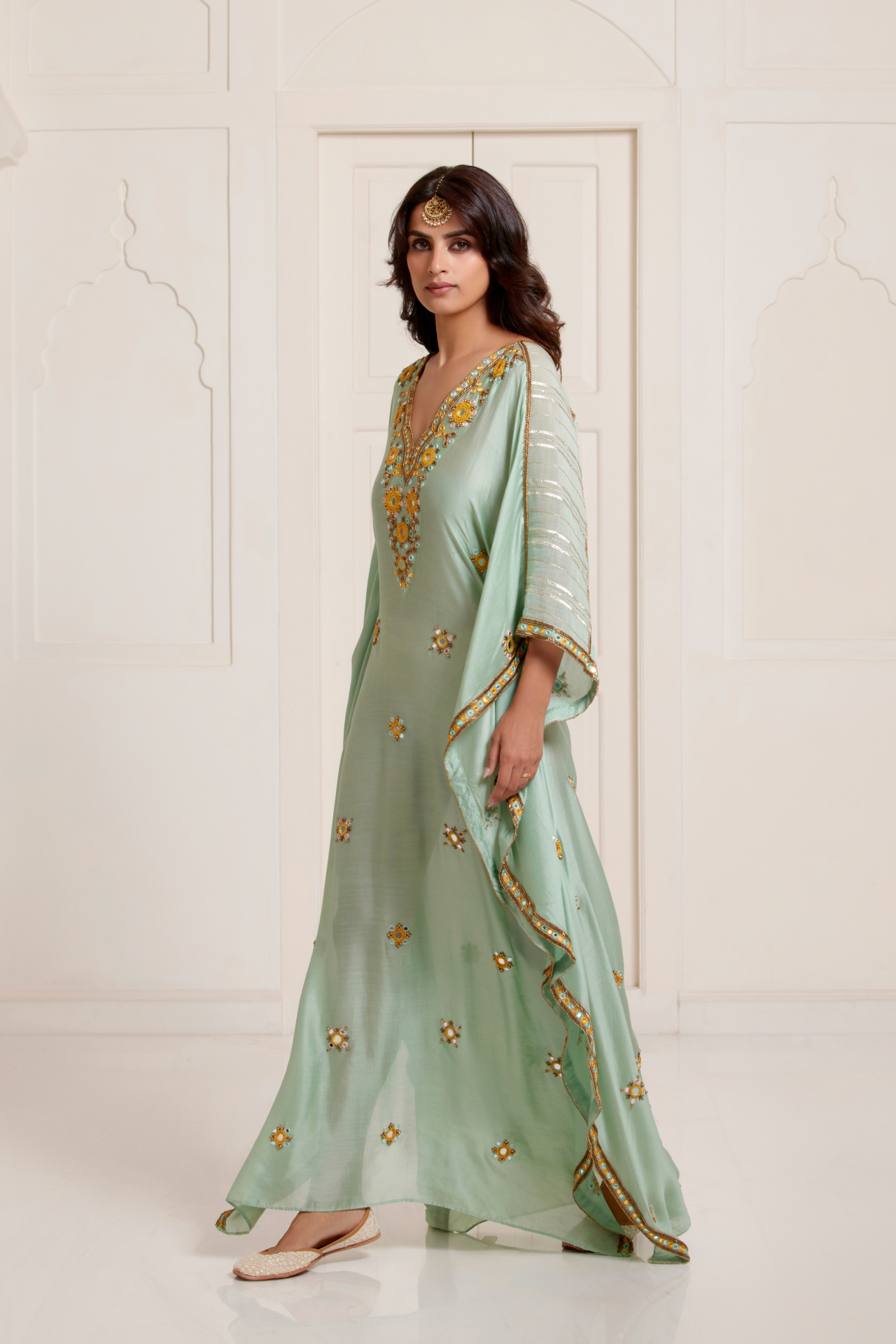 Green Embroidered Kaftan
