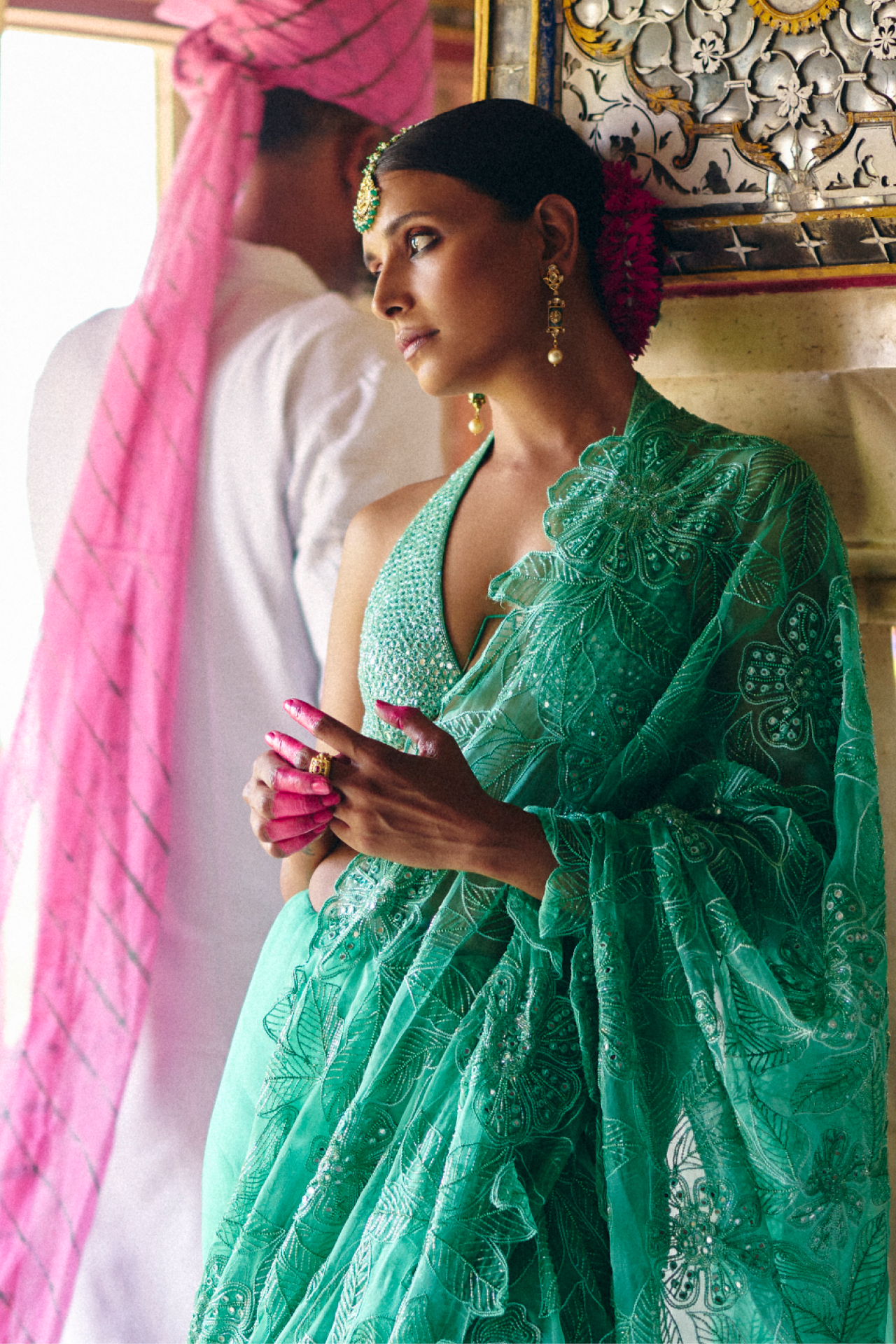 Green Mirror Choli