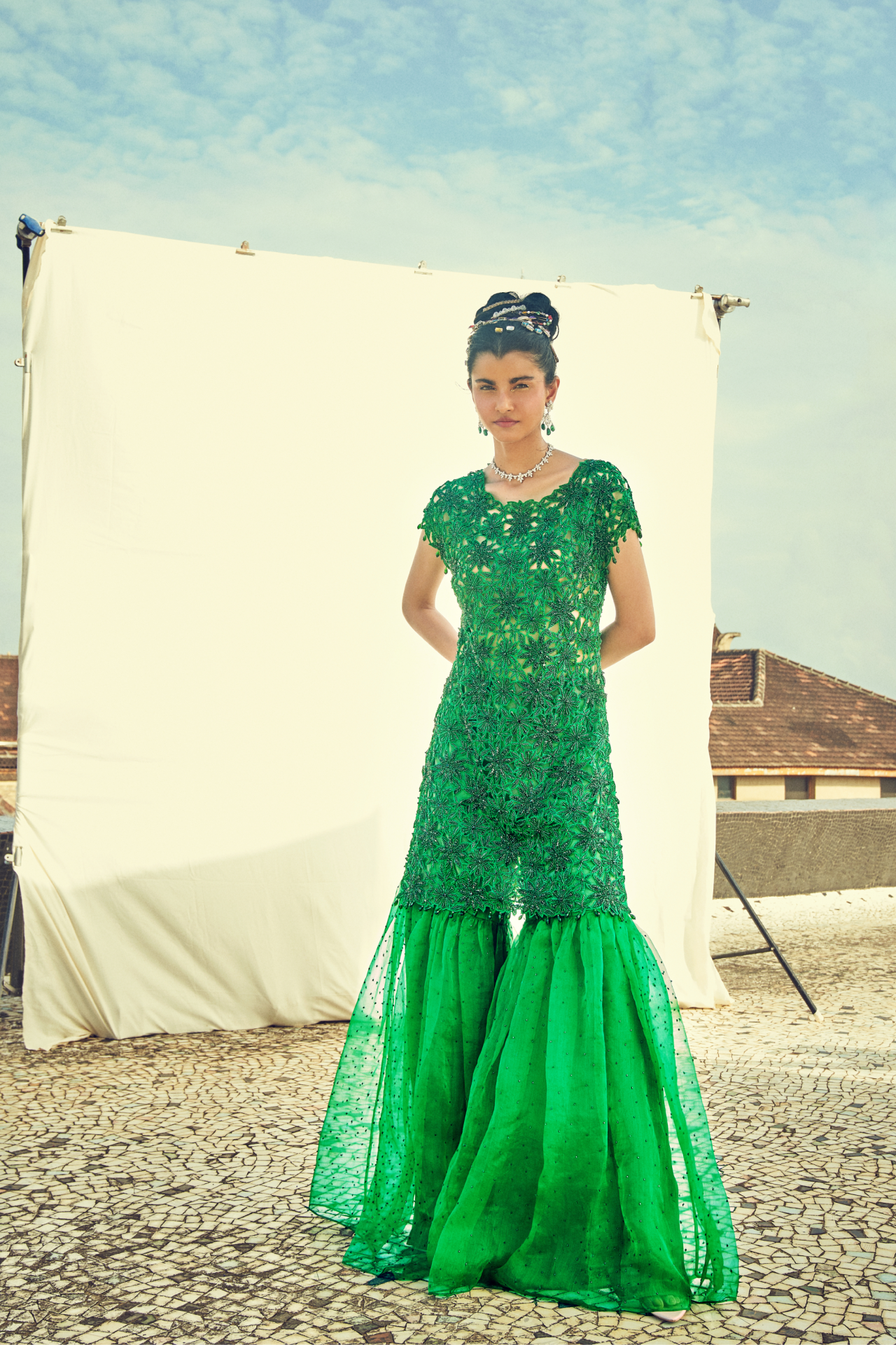 Green Organza Sharara