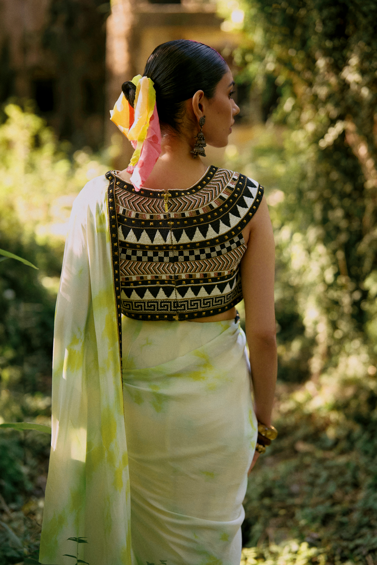 Green Tie-Dye Saree