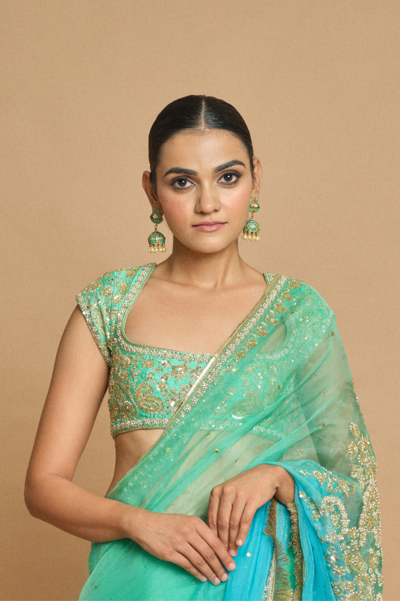 Green Tussar Blouse
