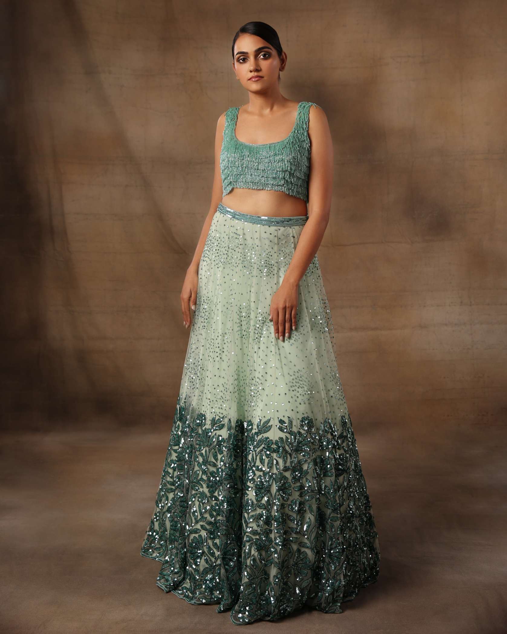 Green Cutdana Tassel Choli