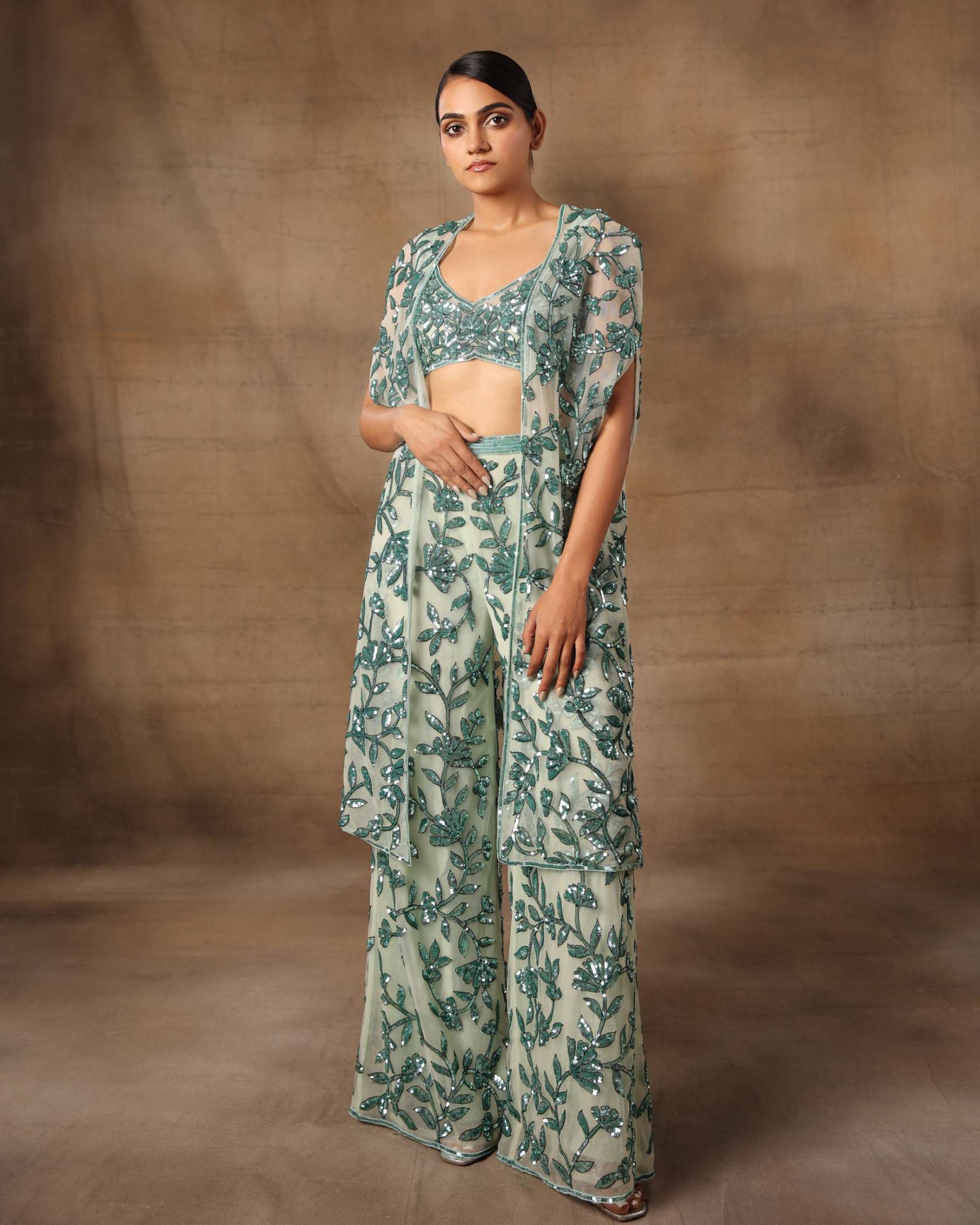 Green Floral Cape