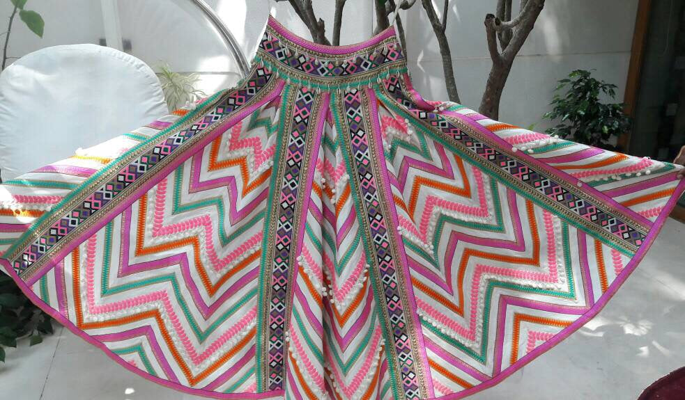 Ivory Chevron Lehenga
