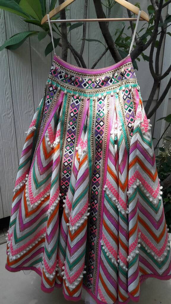 Ivory Chevron Lehenga