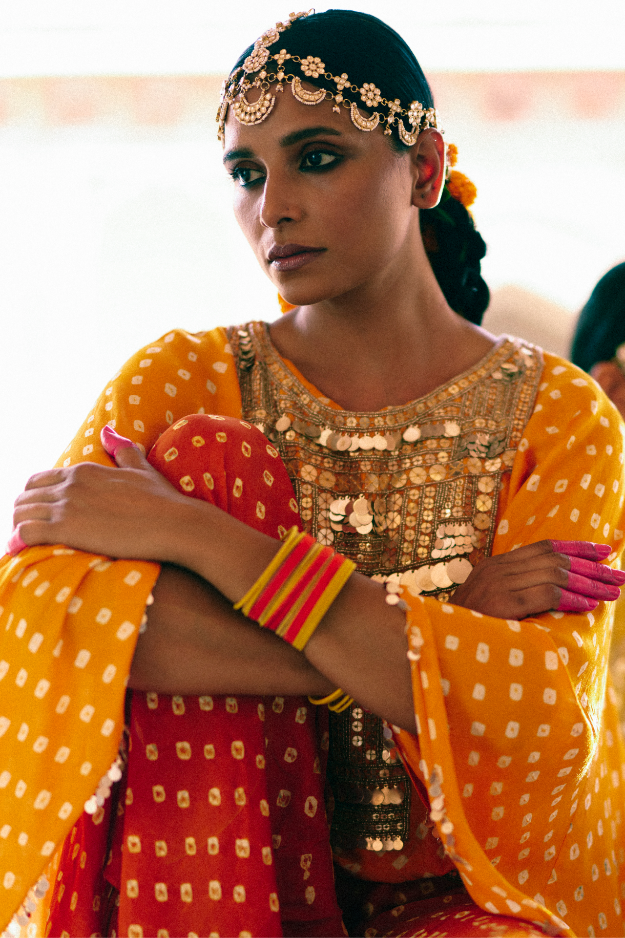 Mustard Bandhani Butterfly Top