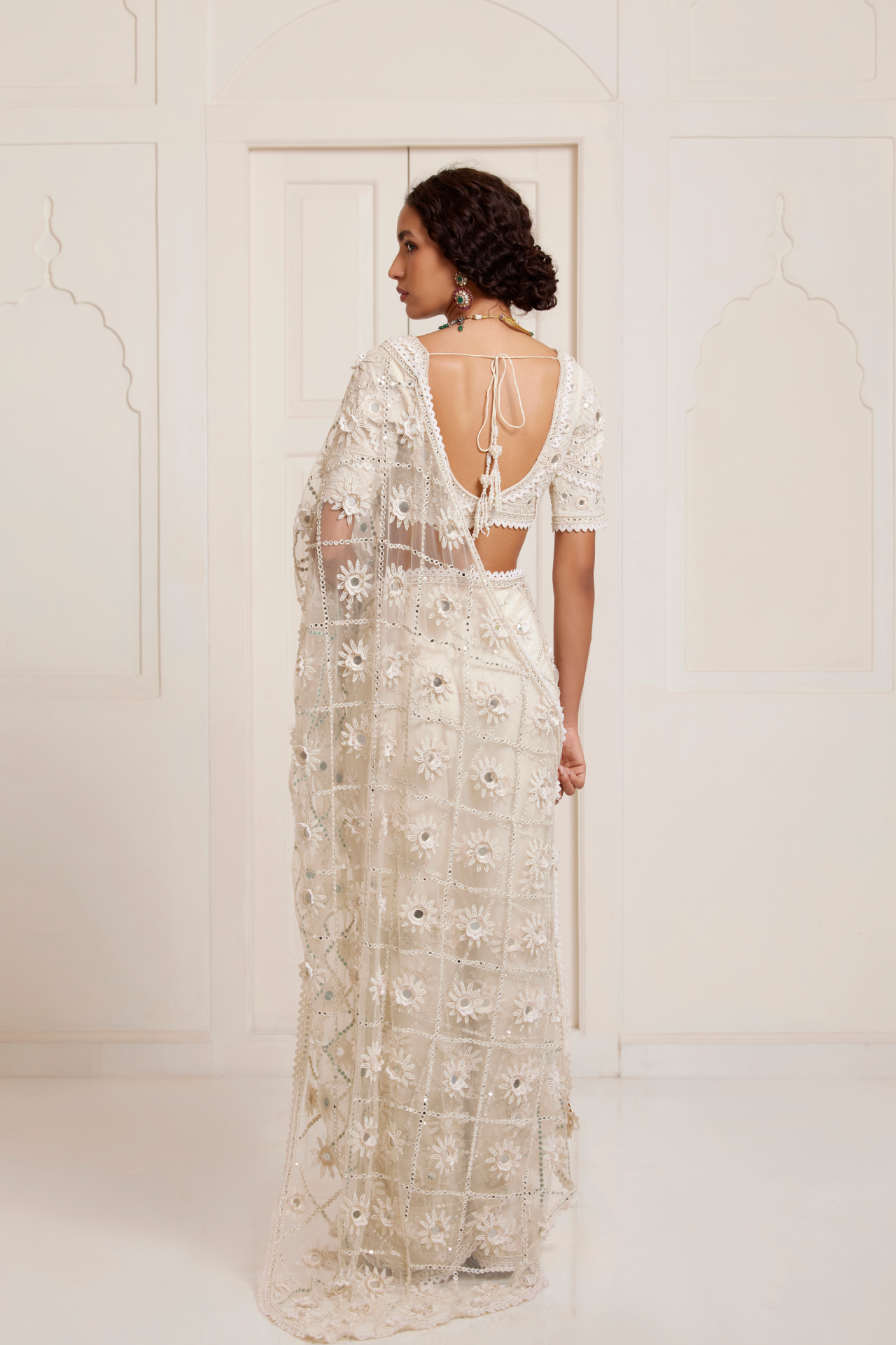Ivory Big Jaal Saree