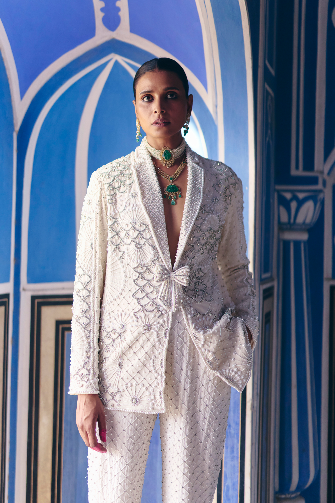 Ivory Full Embroidery Pants