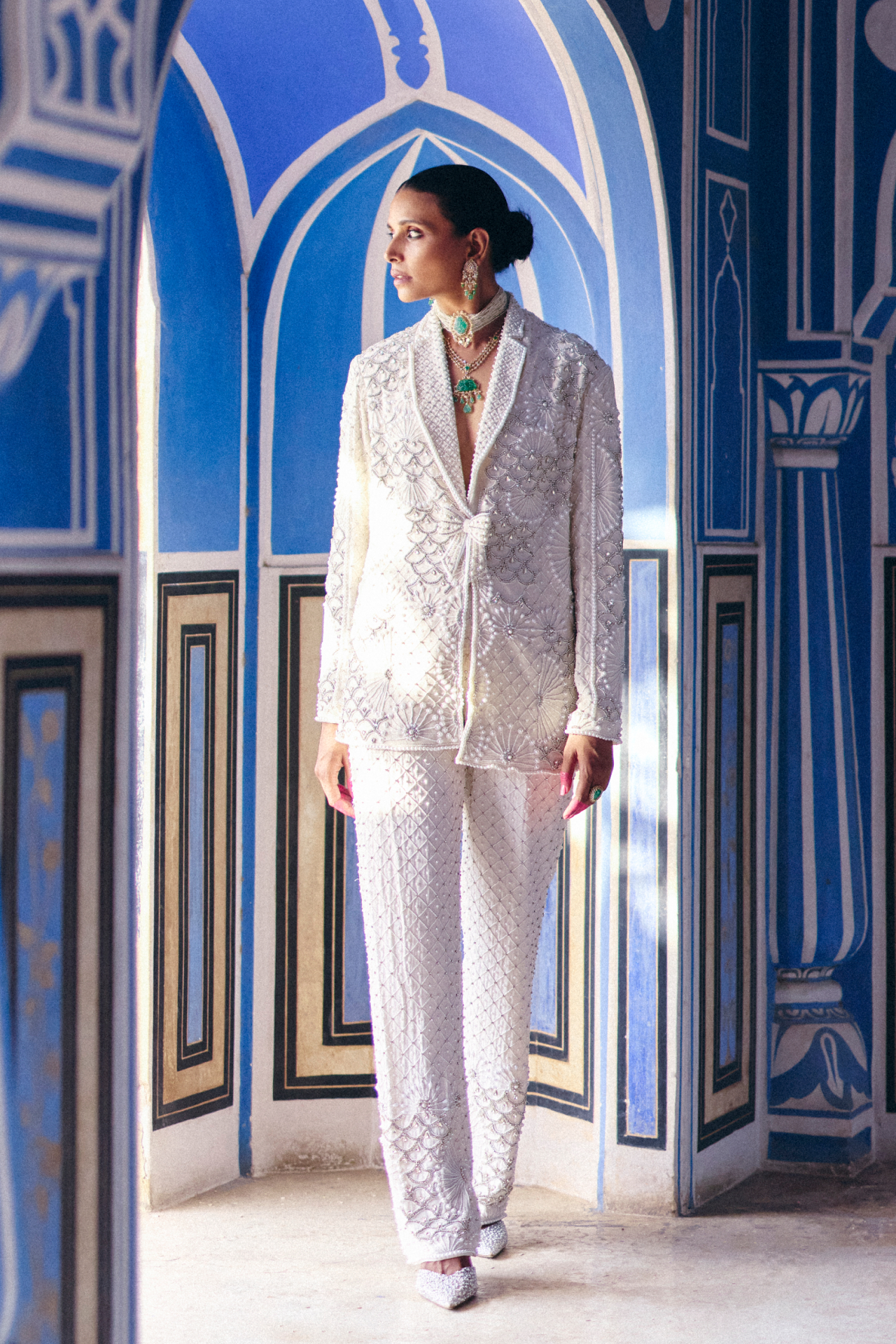 Ivory Full Embroidery Pants