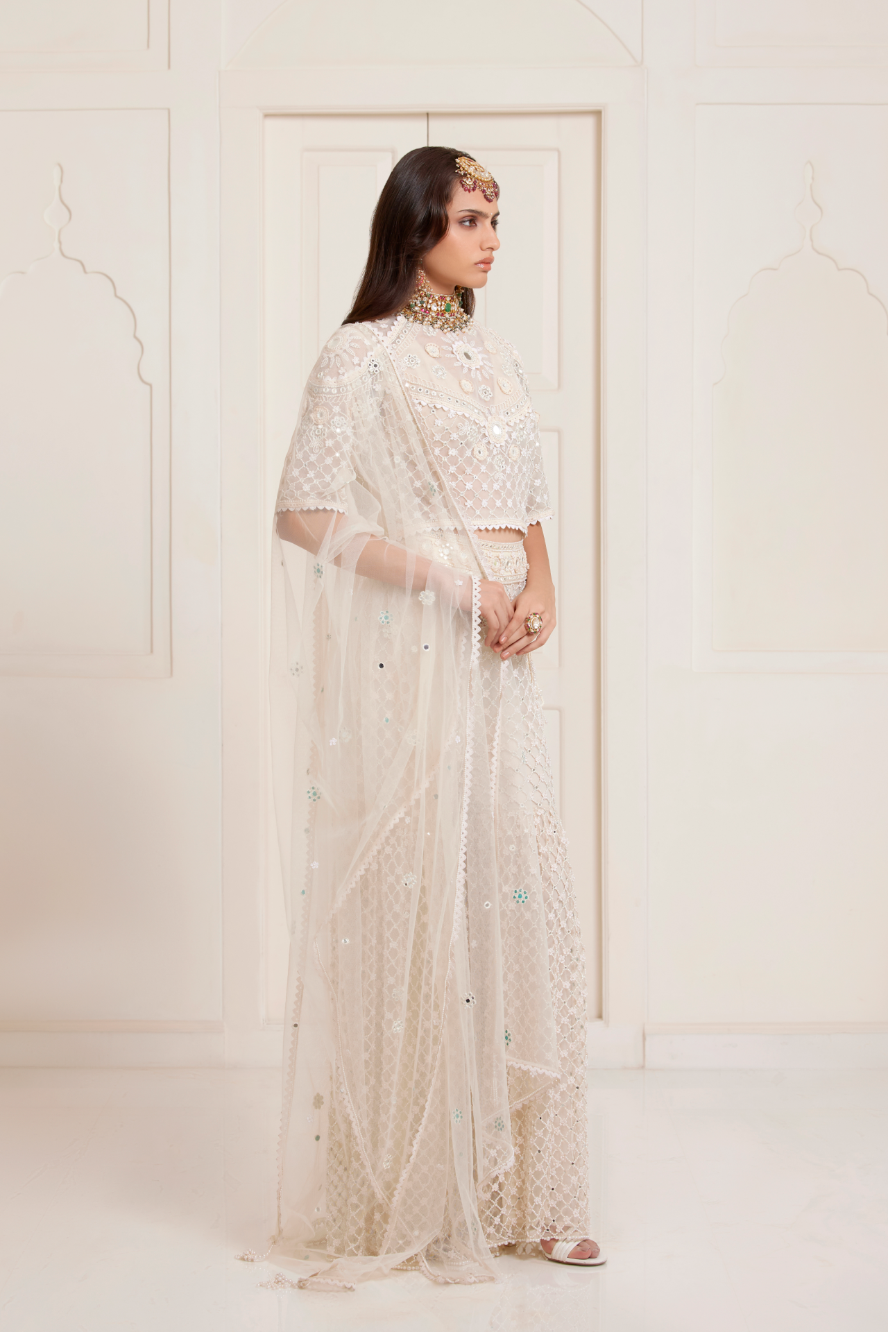 Ivory Jaal Embroidered Sharara