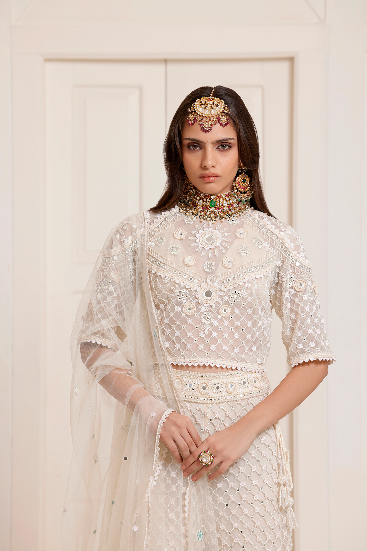 Ivory Jaal Embroidered Sharara