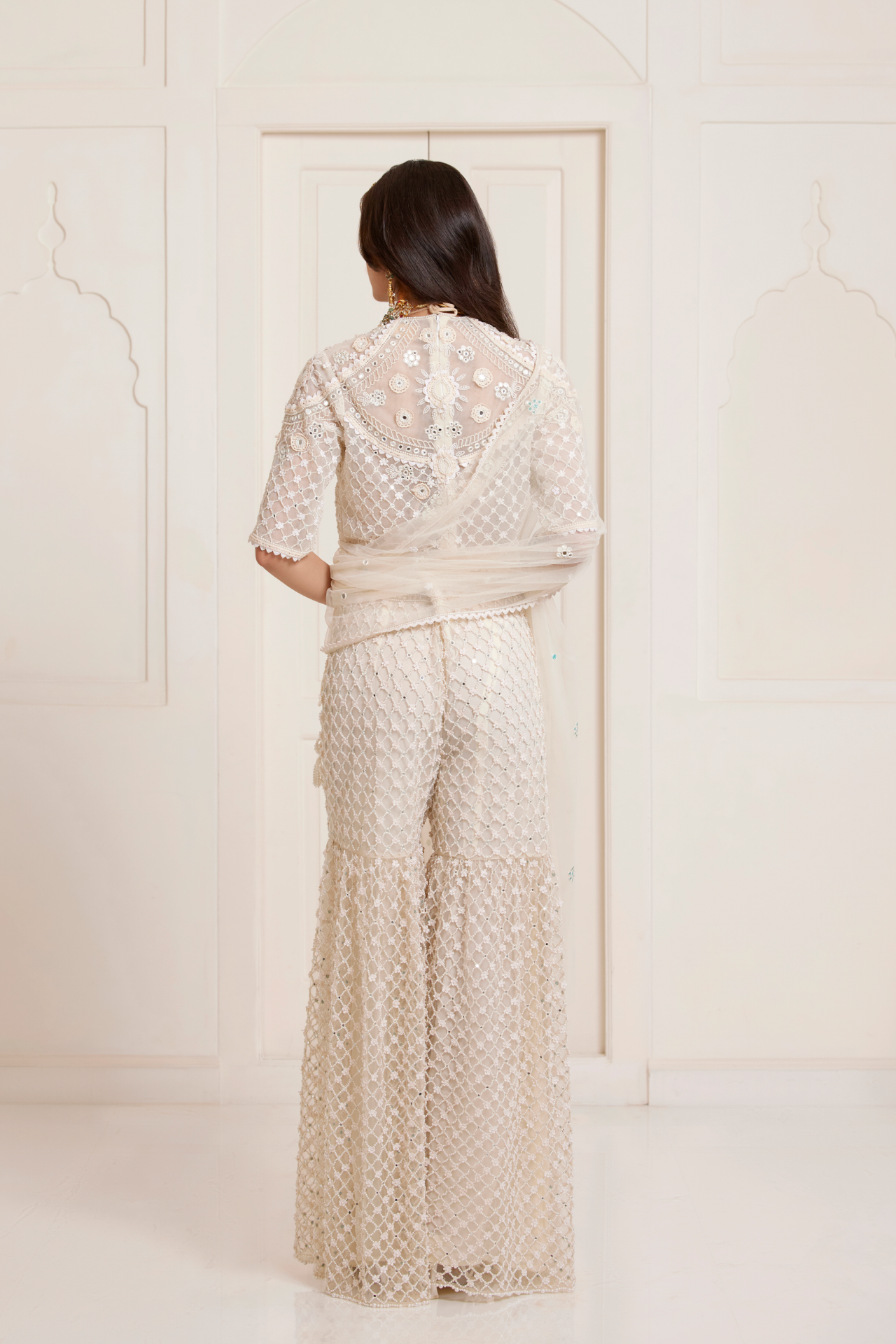 Ivory Jaal Embroidered Sharara