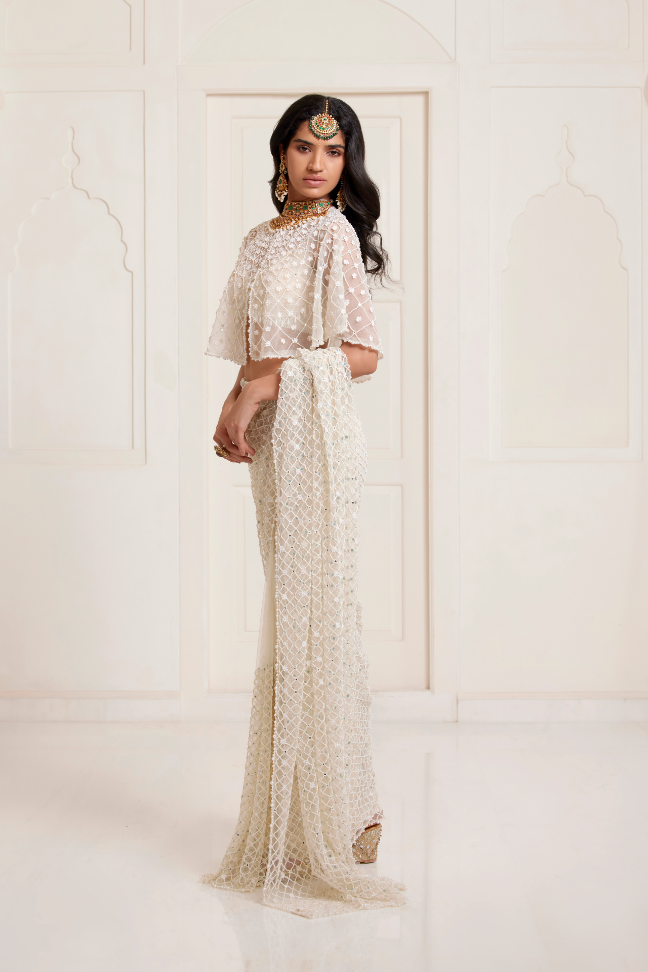 Ivory Jaal Saree