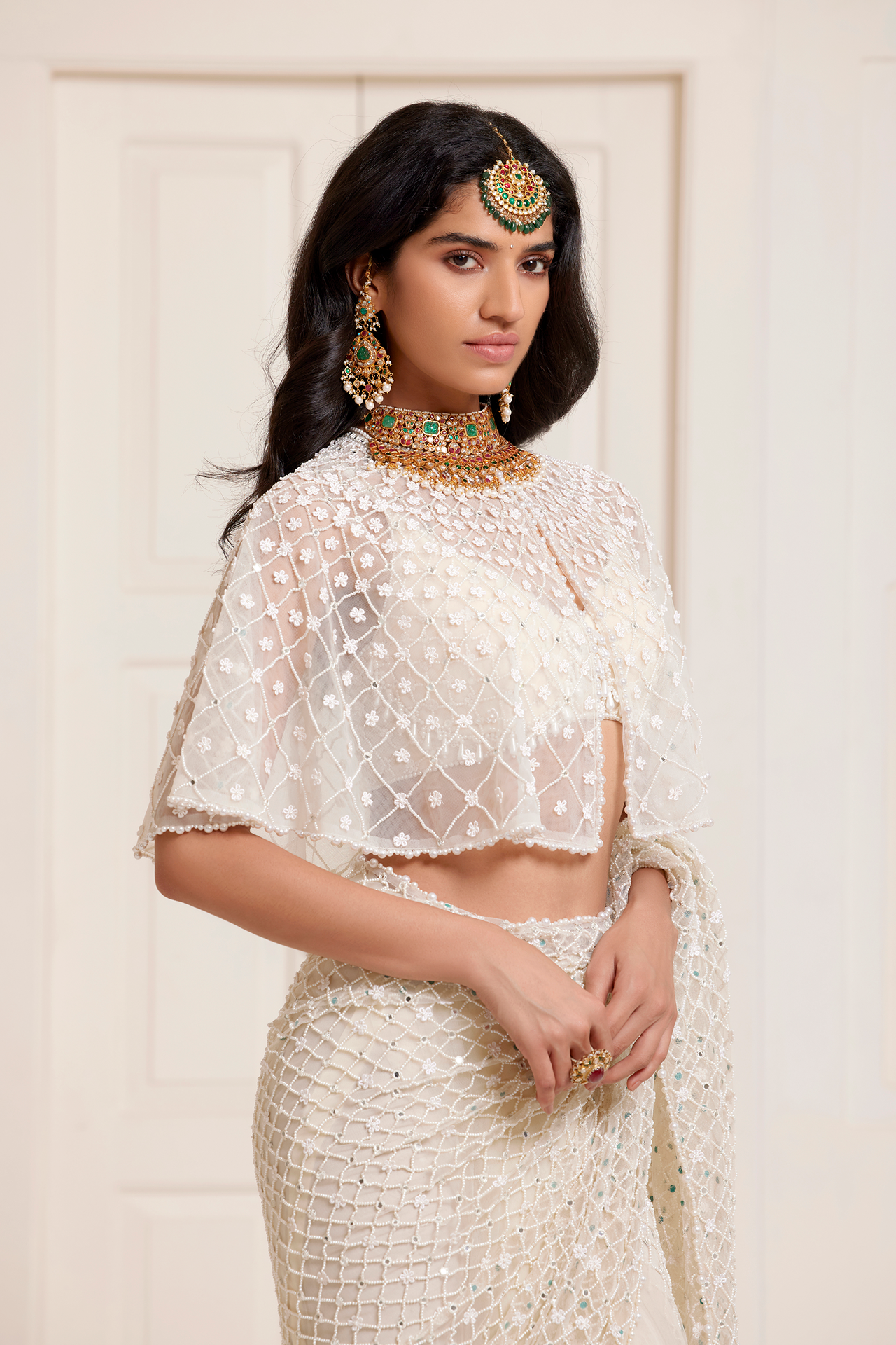 Ivory Jaal Saree