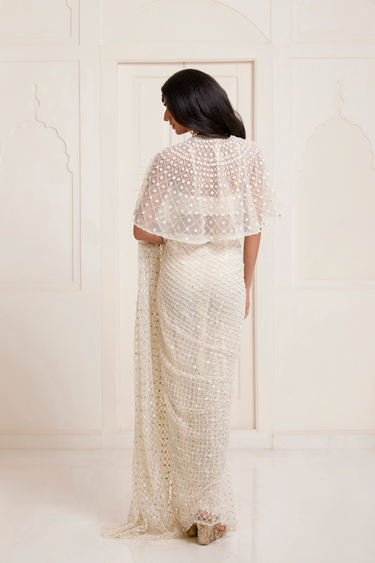 Ivory Jaal Saree