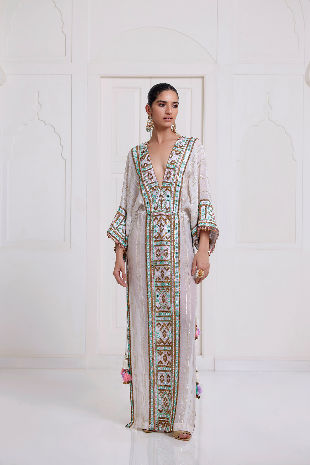 Ivory Kaftan With Side Tie-Up