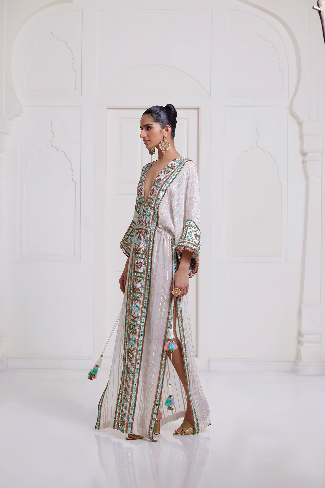Ivory Kaftan With Side Tie-Up