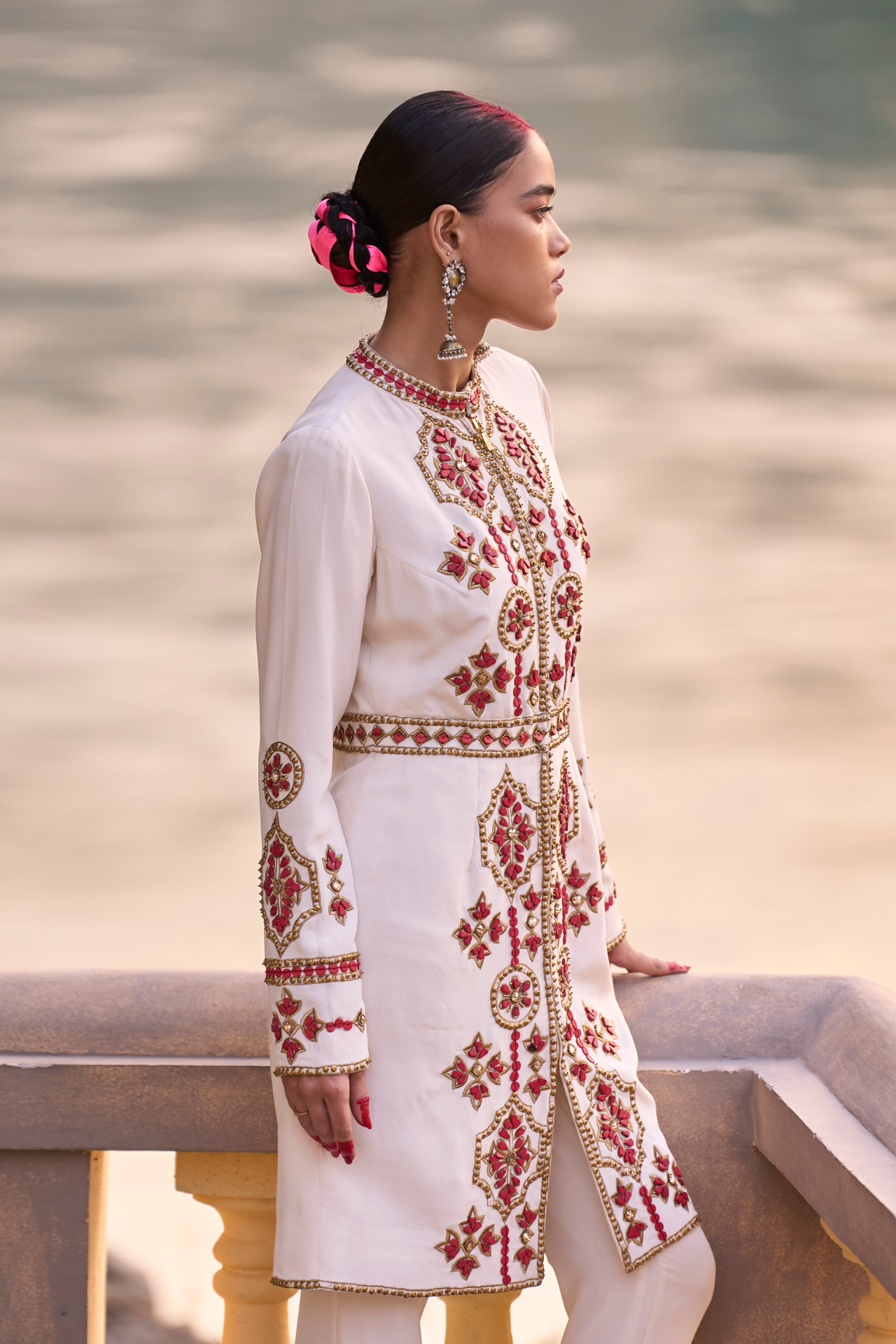 Ivory And Red Jacket Dress