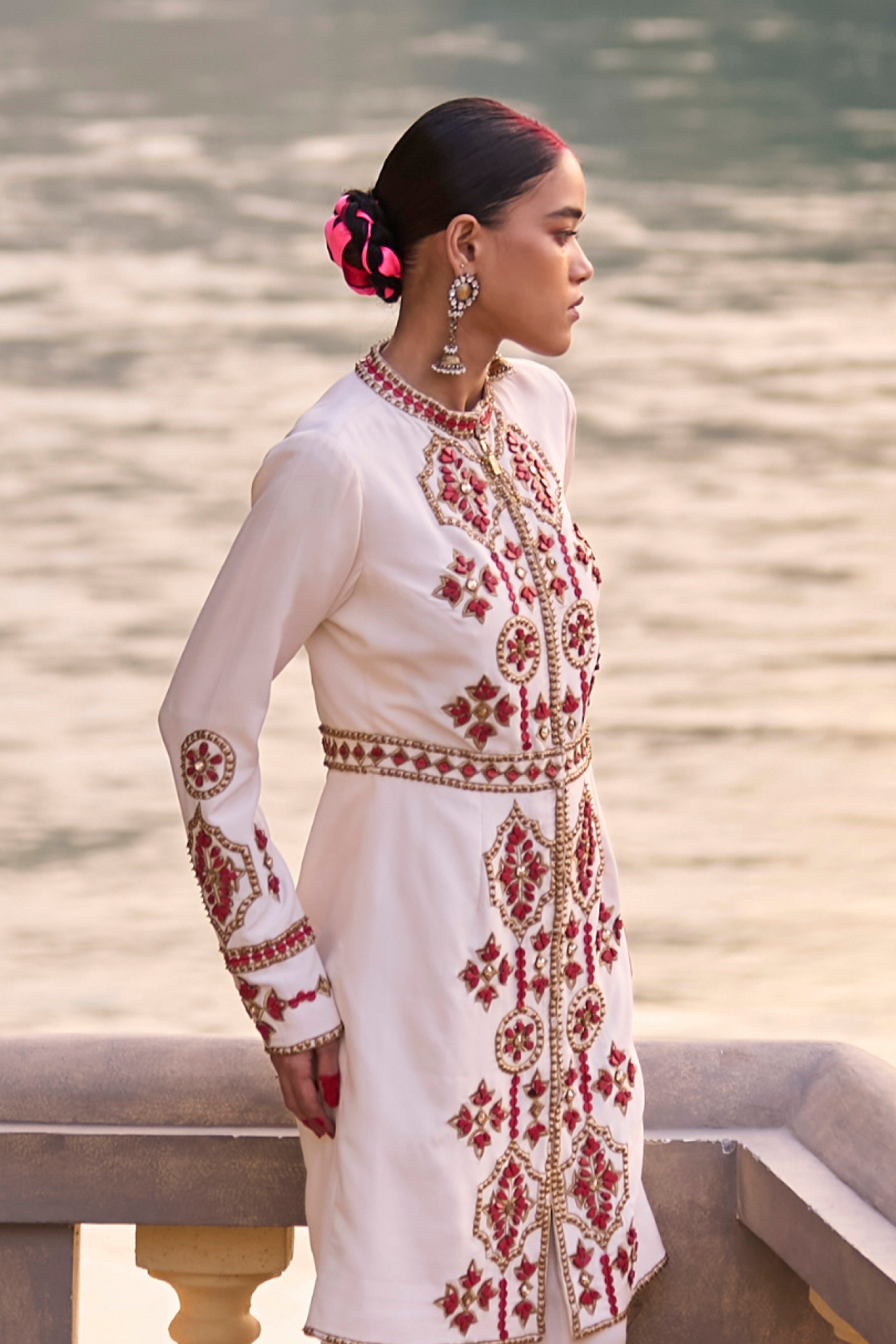 Ivory And Red Jacket Dress