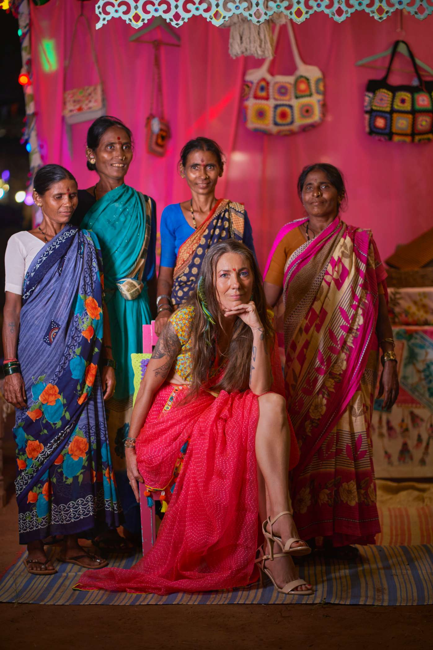 Neon Pink Organza Saree