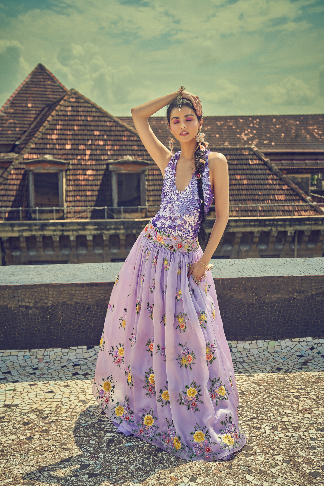 Lilac Floral Skirt with Separate CanCan