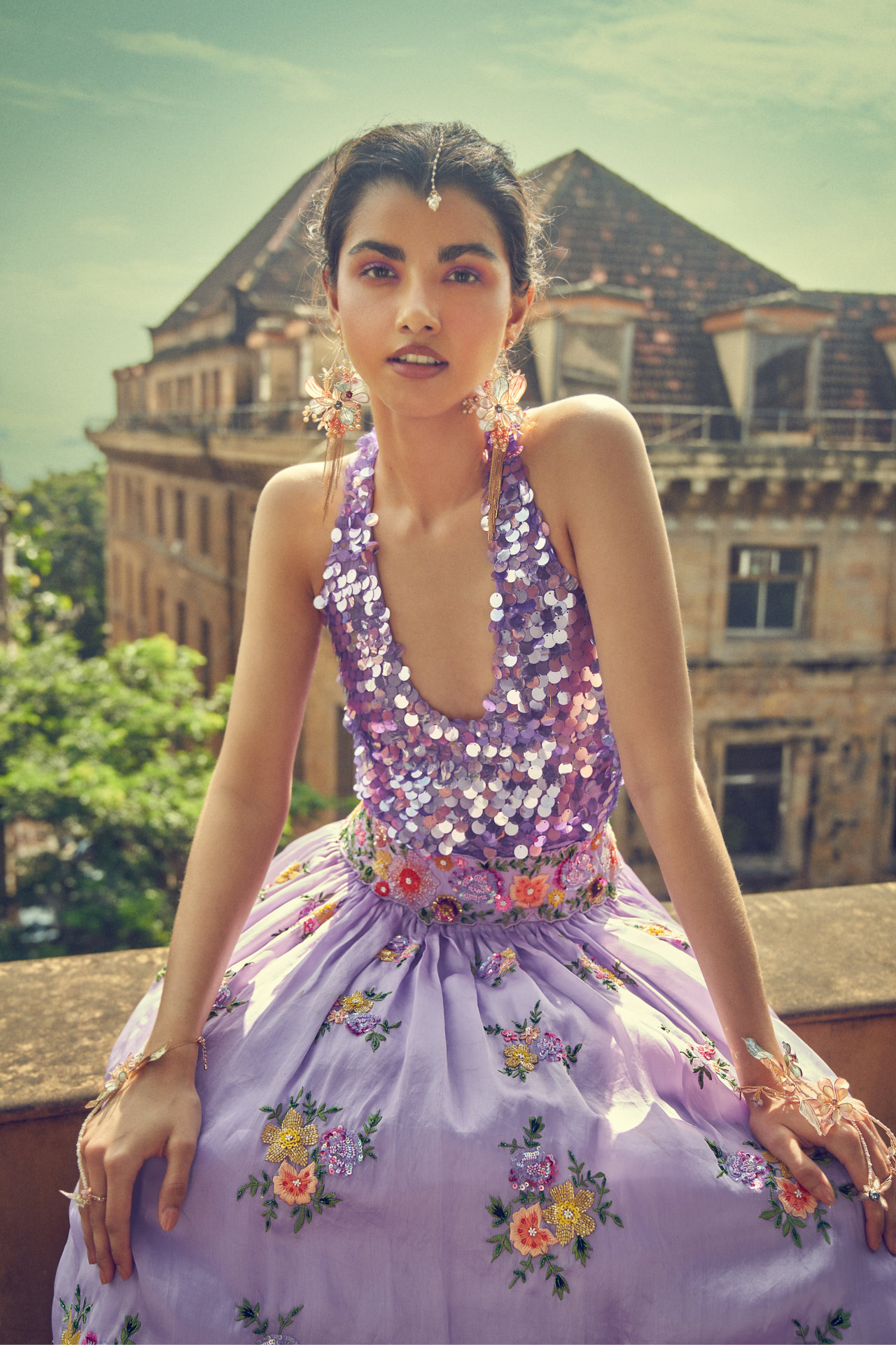Lilac Floral Skirt with Separate CanCan