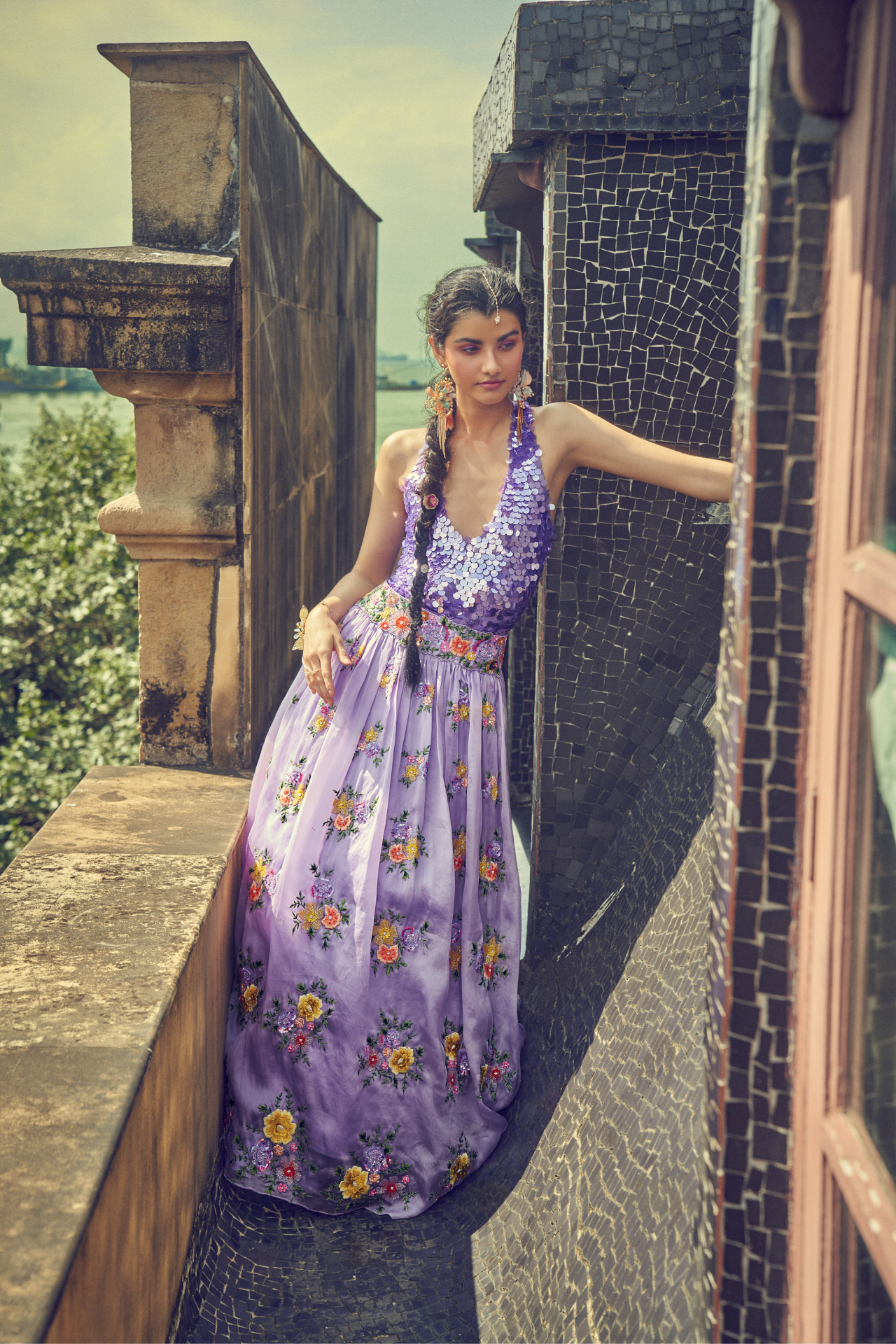 Lilac Floral Skirt with Separate CanCan