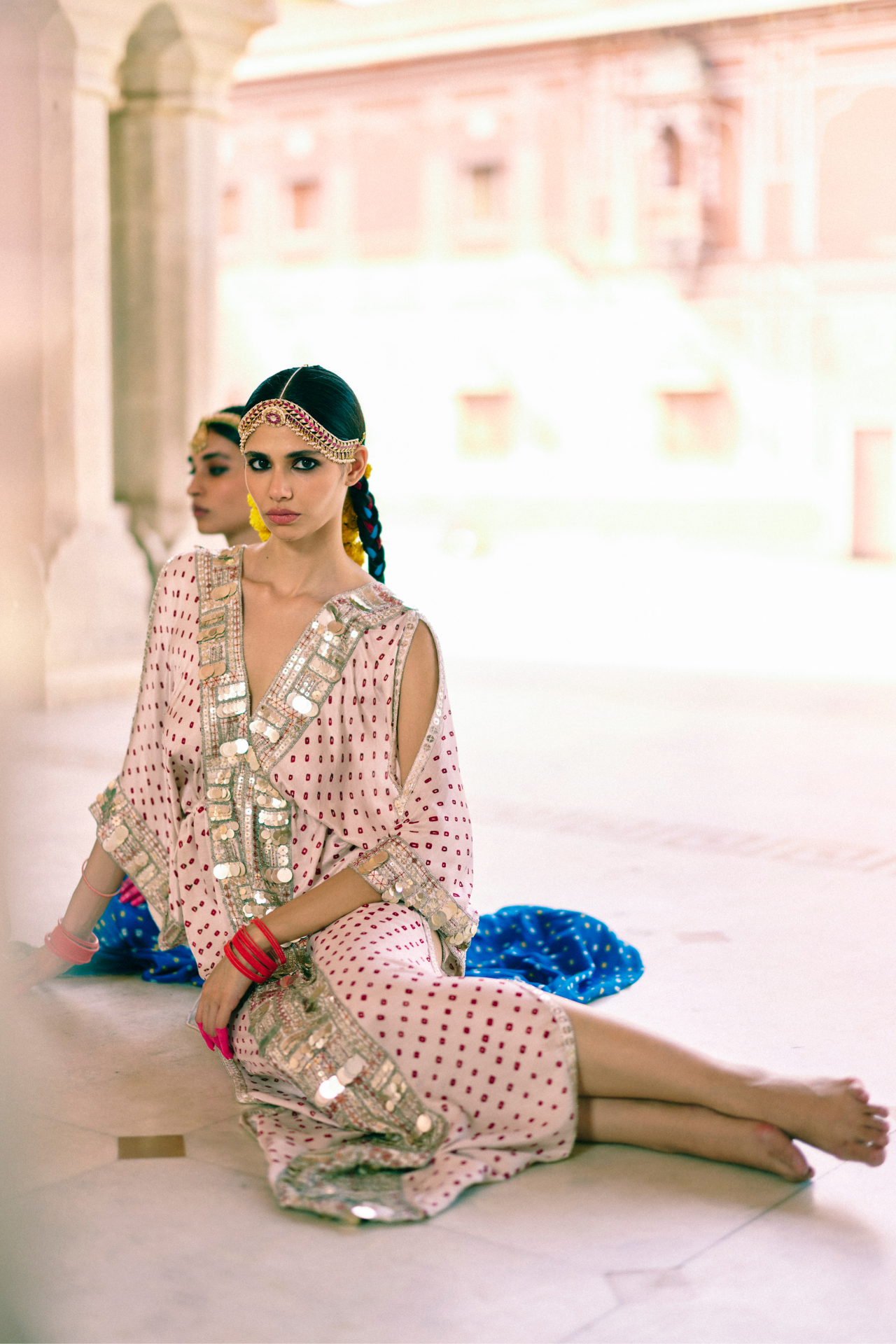 Ivory Bandhani Kaftan