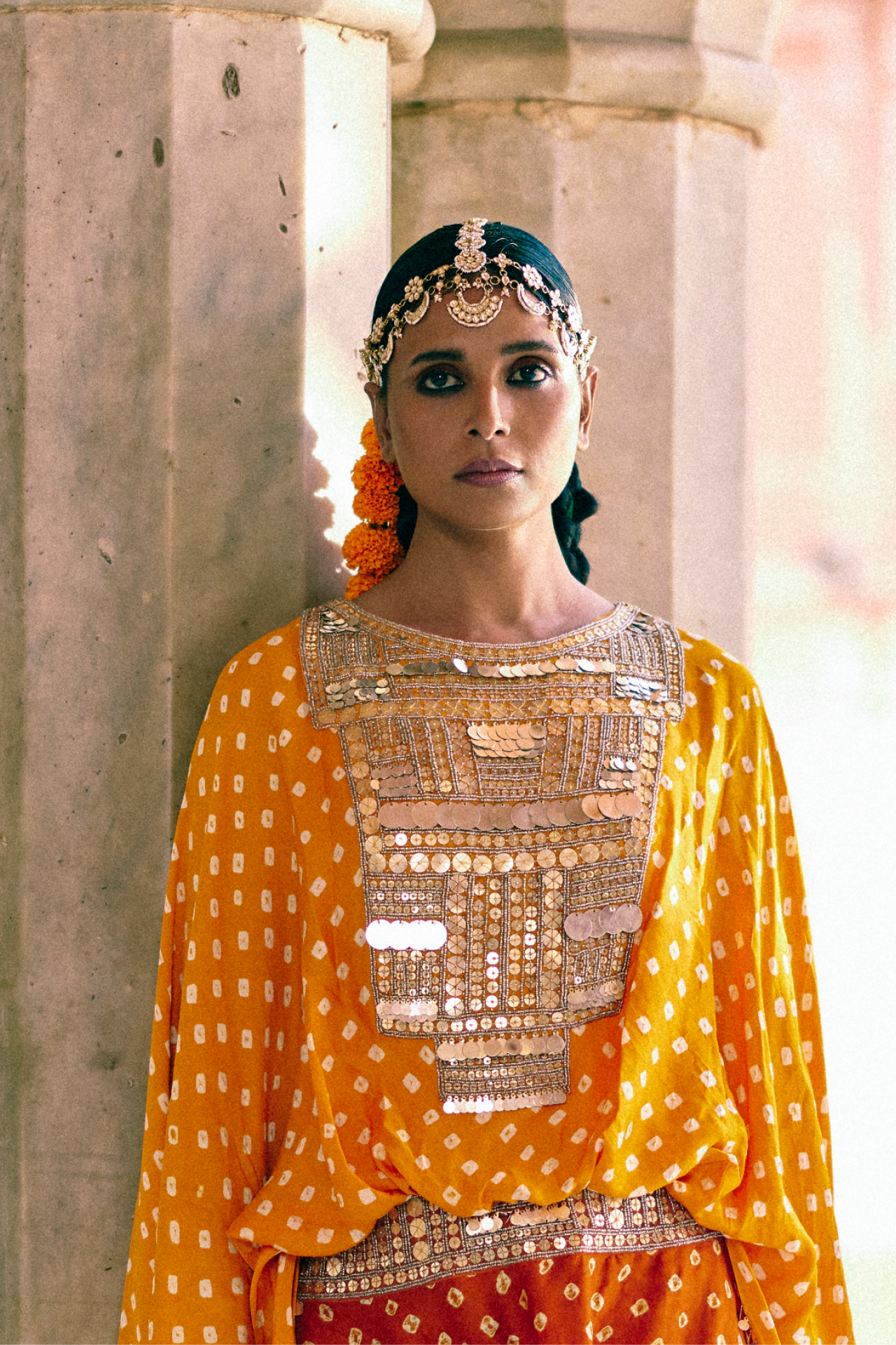 Mustard Bandhani Butterfly Top