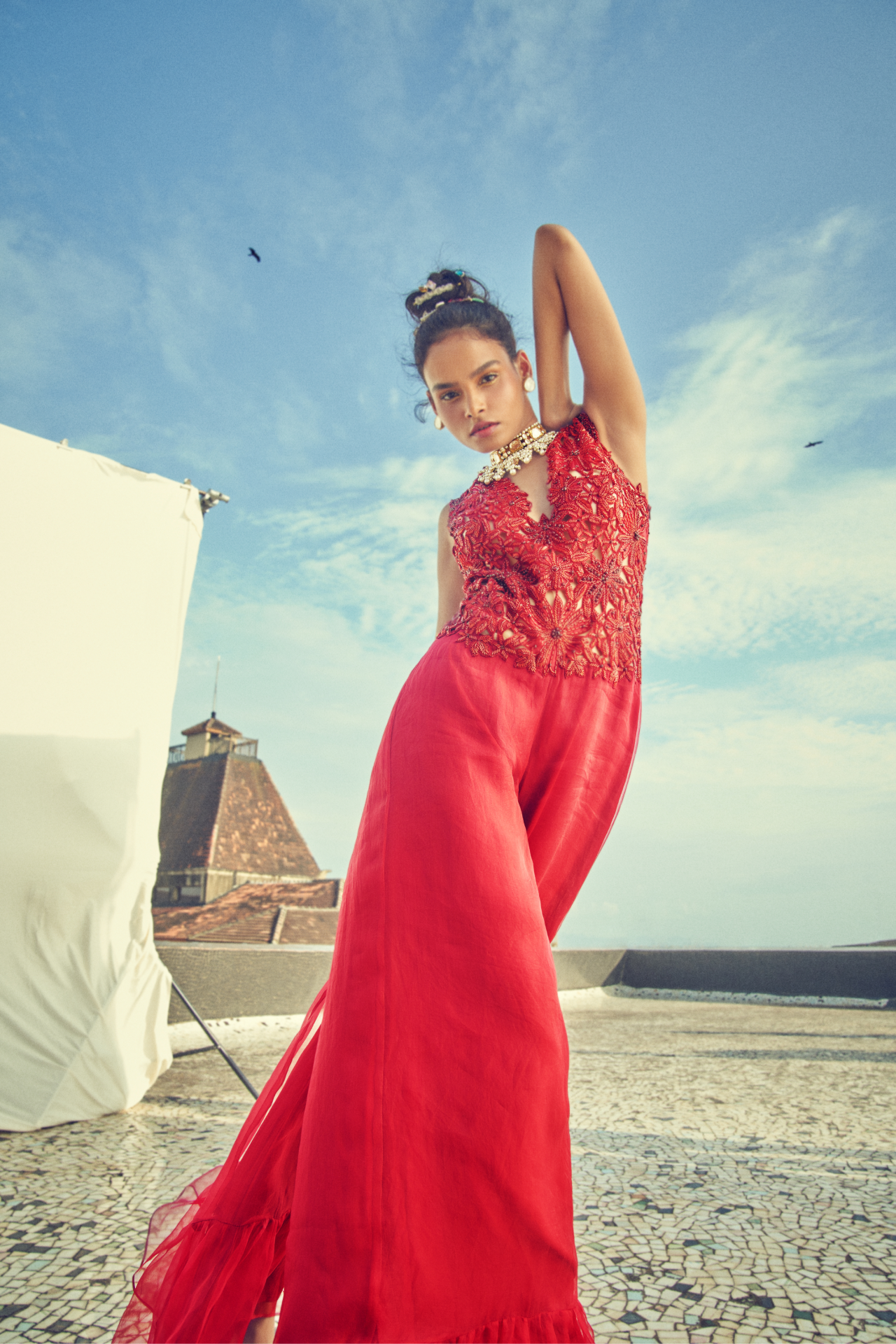 Maroon Cutwork Jumpsuit